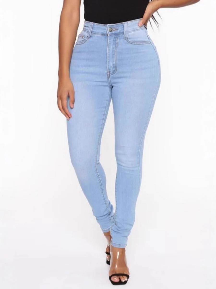 High-waisted Straight Leg Distressed Skinny Jeans - Image 3