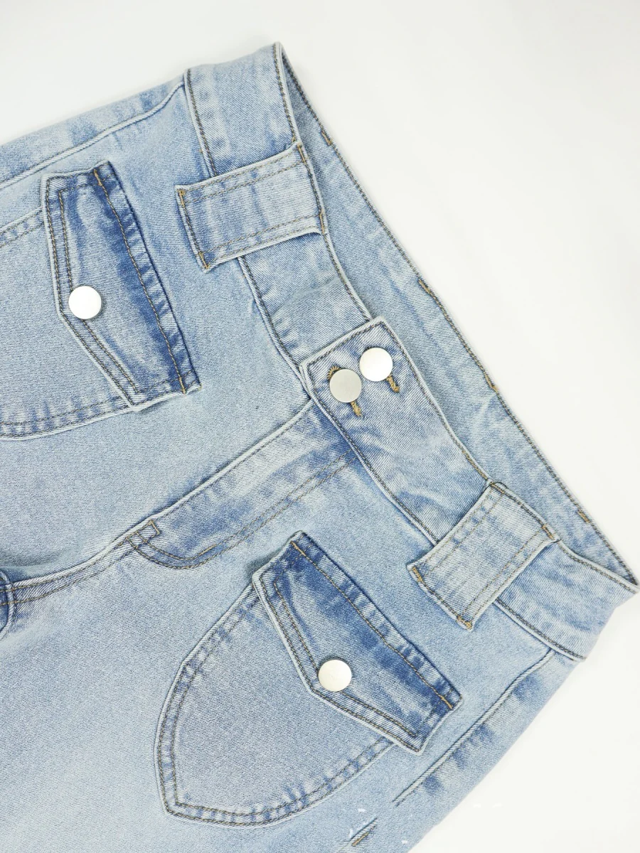 Washed Slim-fit High Stretch Low-rise Flared Jeans - Image 5