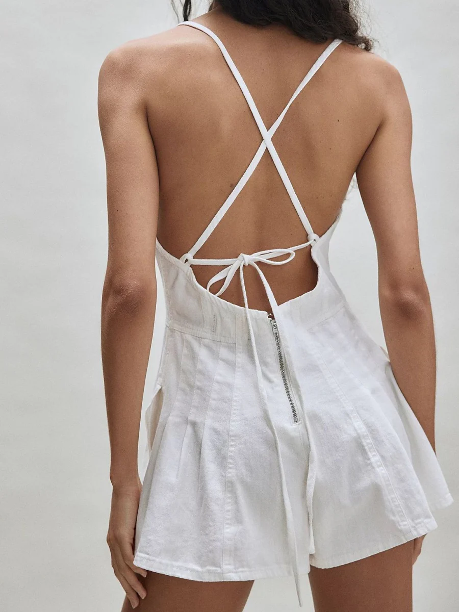 Drawstring Denim Jumpsuit - Image 12