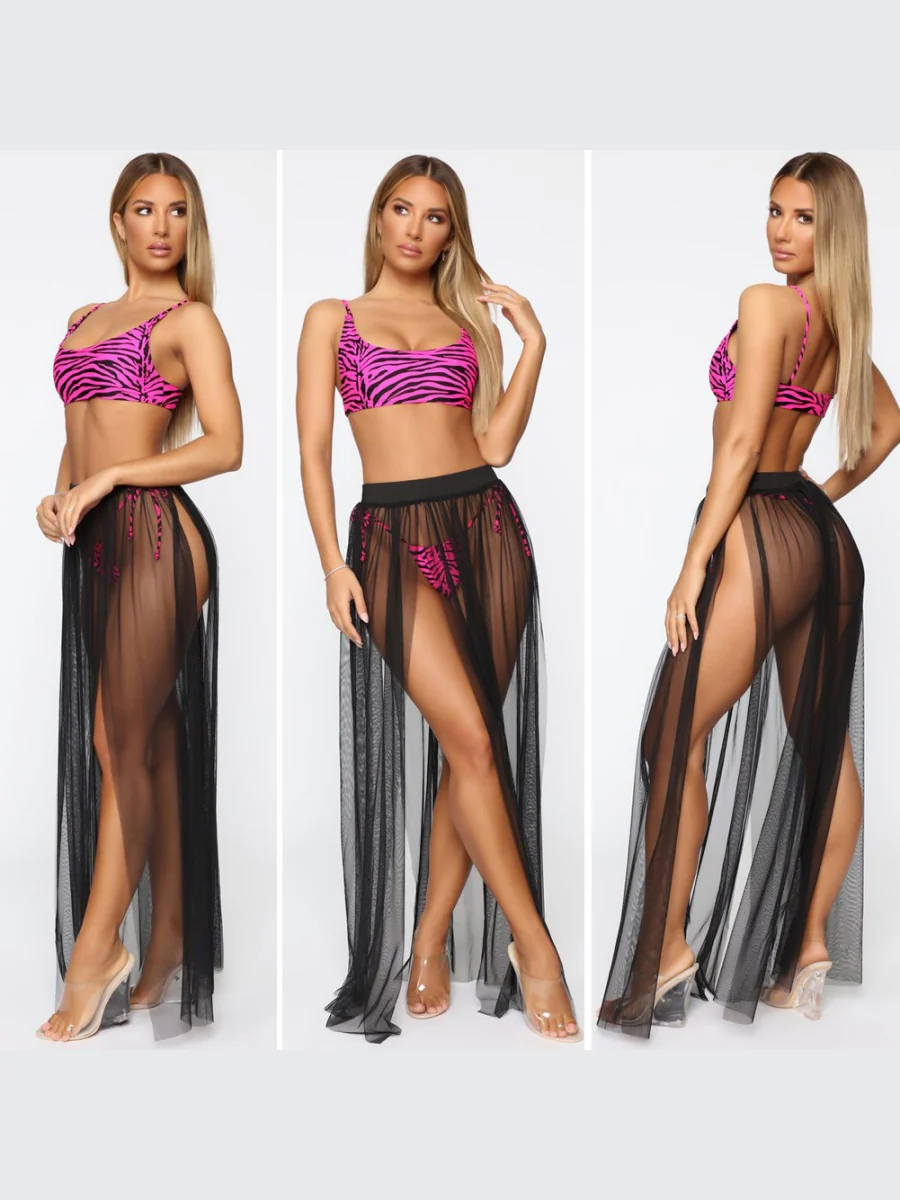Sexy See-through Beach Skirt With Straps - Image 3