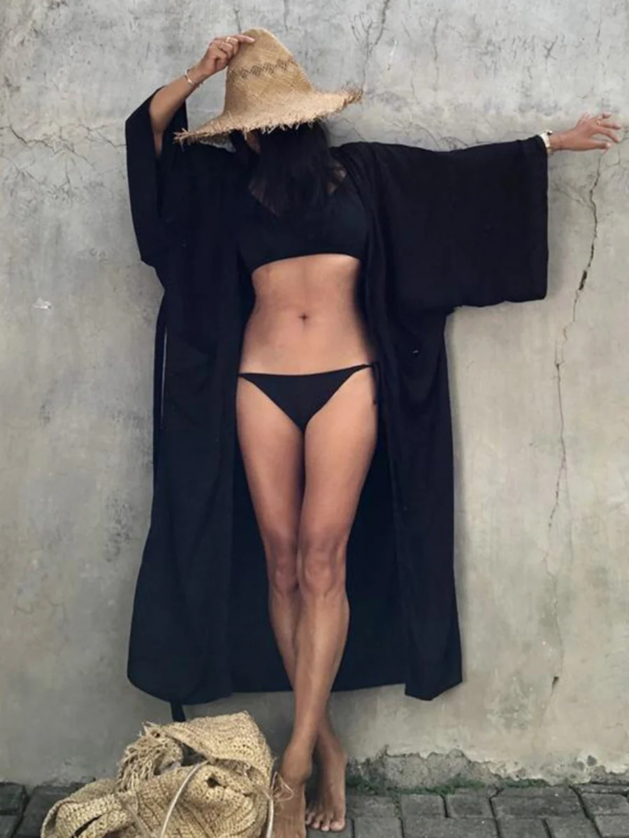 Loose-fitting Long Cardigan For Beach, Sun Protection, Beach Vacation, Bikini Cover-up, Swimwear Outerwear - Image 11