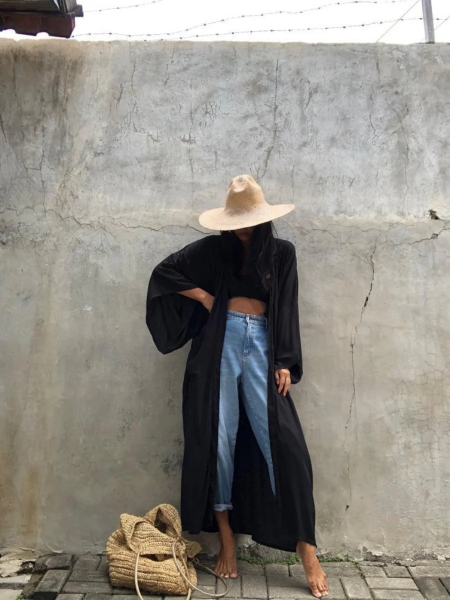 Loose-fitting Long Cardigan For Beach, Sun Protection, Beach Vacation, Bikini Cover-up, Swimwear Outerwear - Image 14