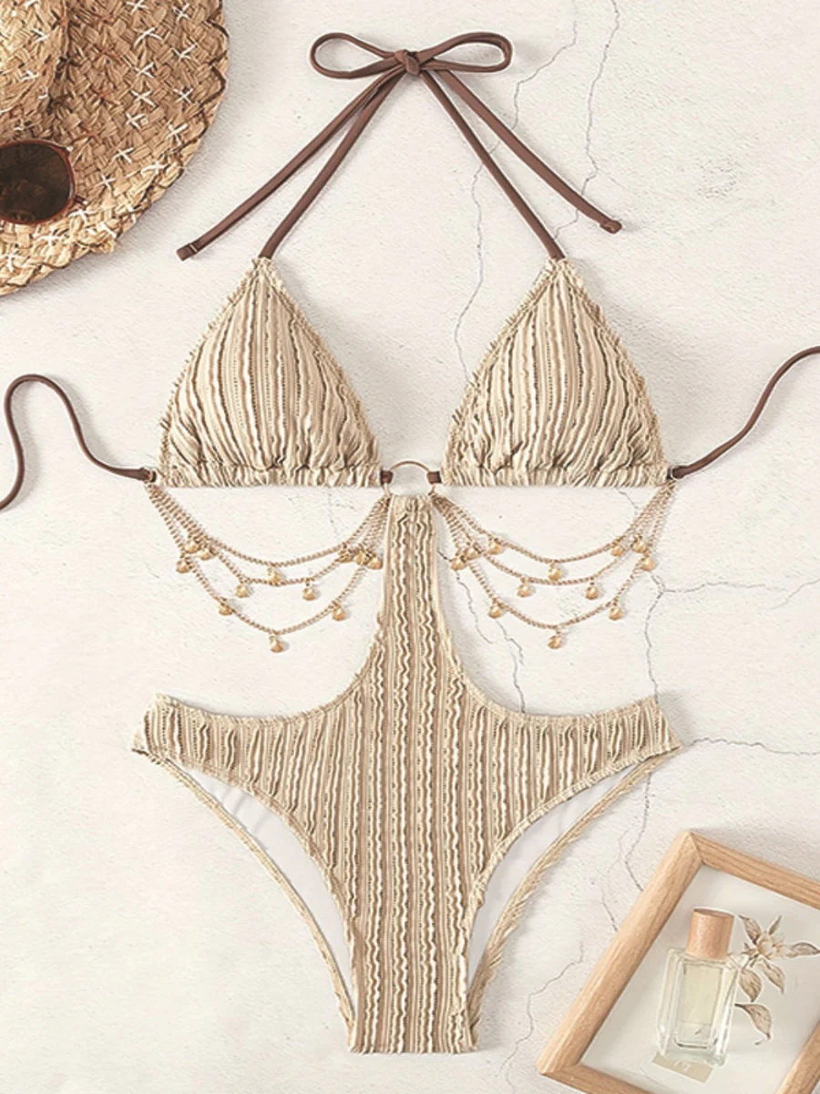 Sexy Lace-up Hollow-Out One-Piece Swimsuit - Image 3