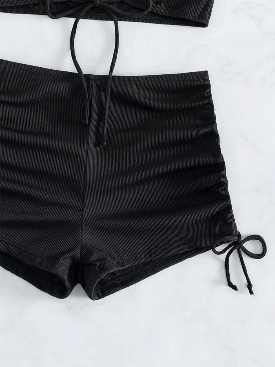 High-waisted Halter Strap Two-piece Flat-angle Sporty Beach Bikini - Image 8