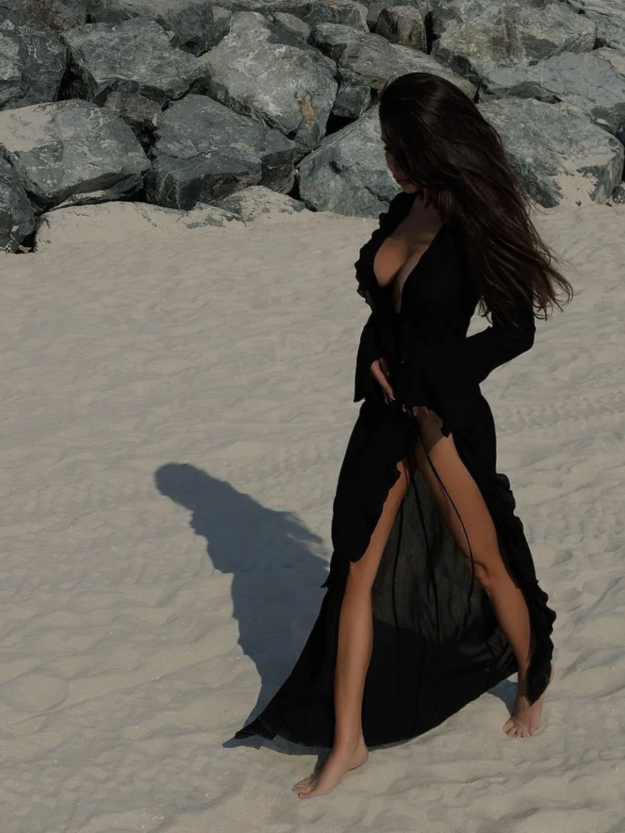 Long-sleeved Ruffled Cardigan Beachwear - Image 11