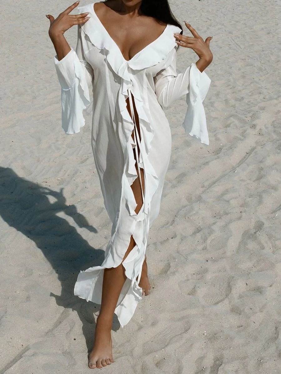 Long-sleeved Ruffled Cardigan Beachwear - Image 2