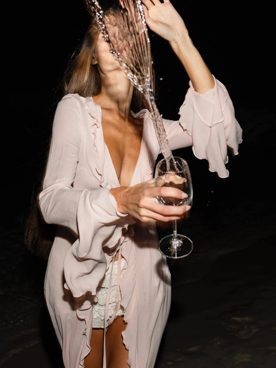 Long-sleeved Ruffled Cardigan Beachwear - Image 8