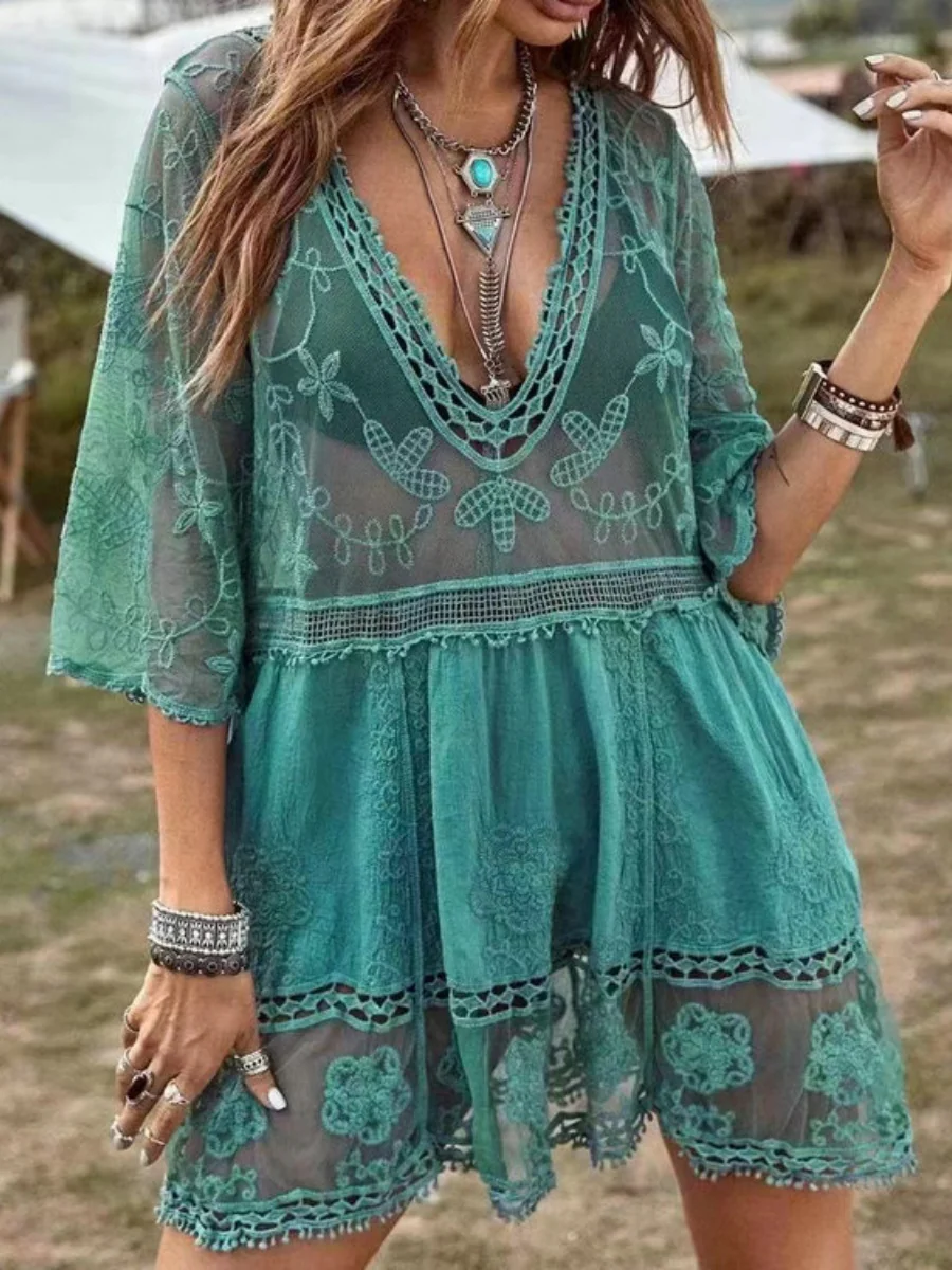 Lace Openwork Sun-protective Beachwear - Image 2