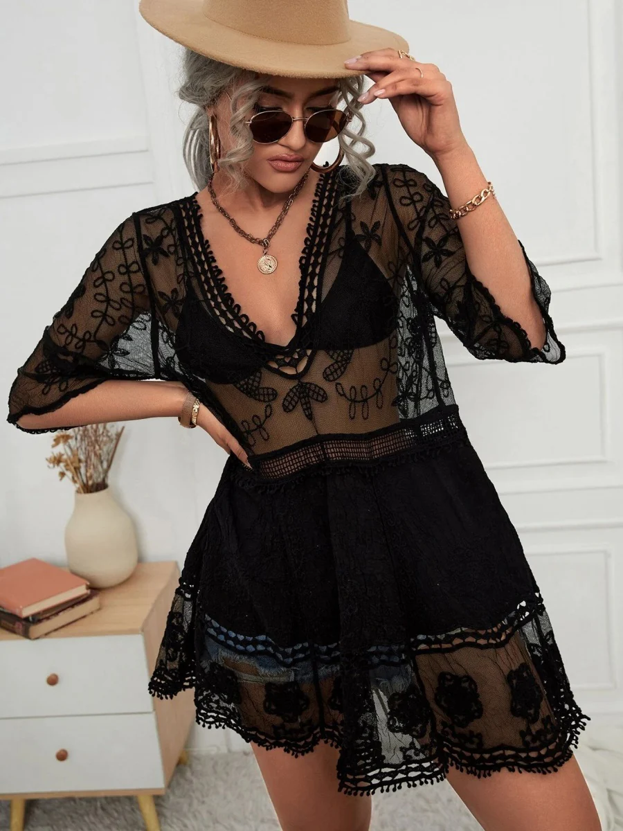 Lace Openwork Sun-protective Beachwear - Image 4