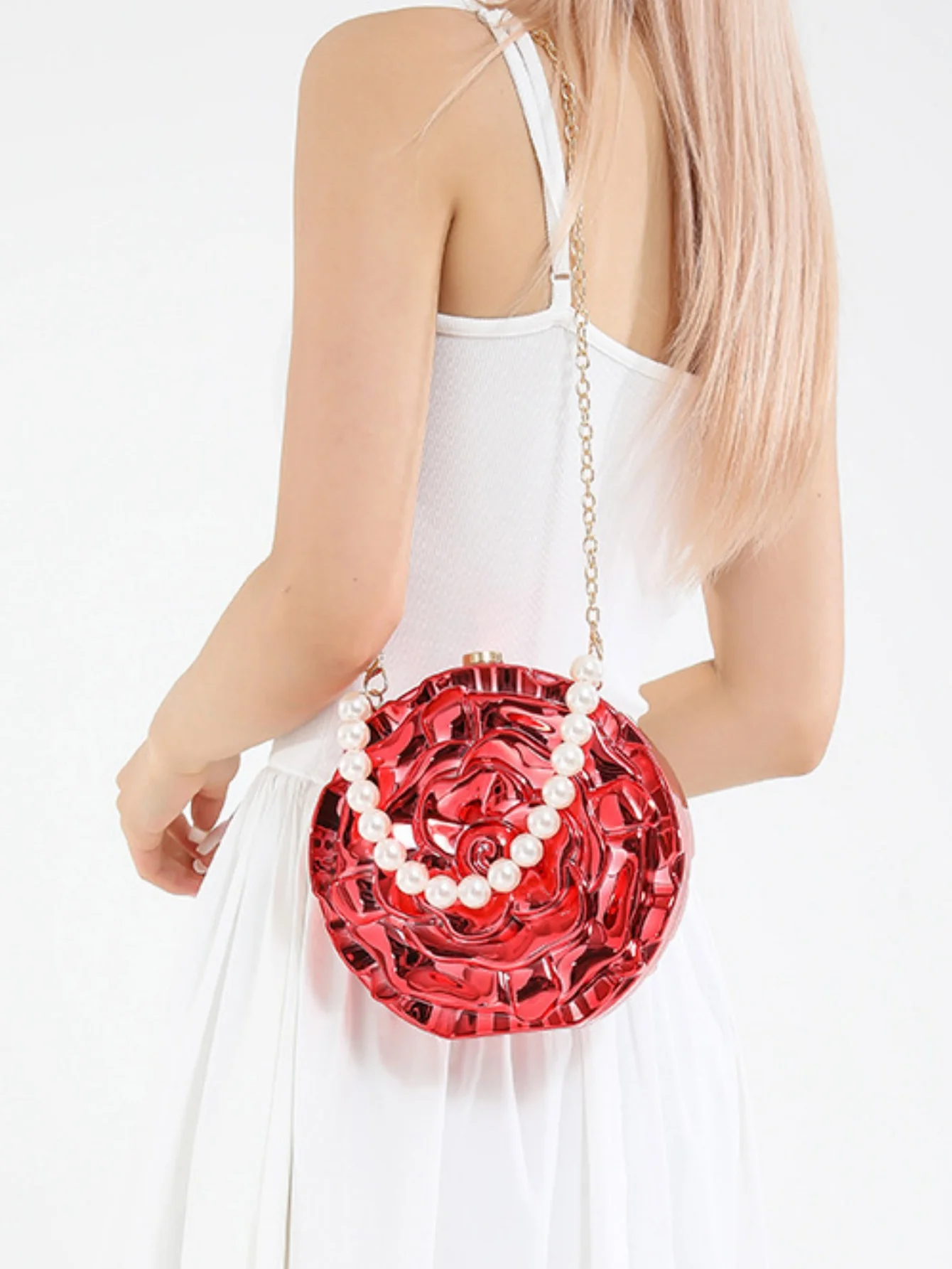 Flower-shaped Round Evening Shoulder Bag - Image 14