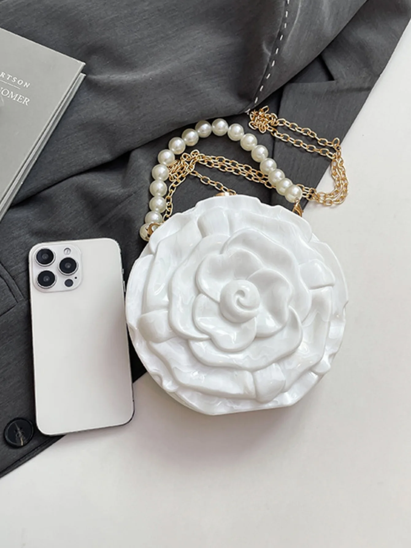 Flower-shaped Round Evening Shoulder Bag - Image 19