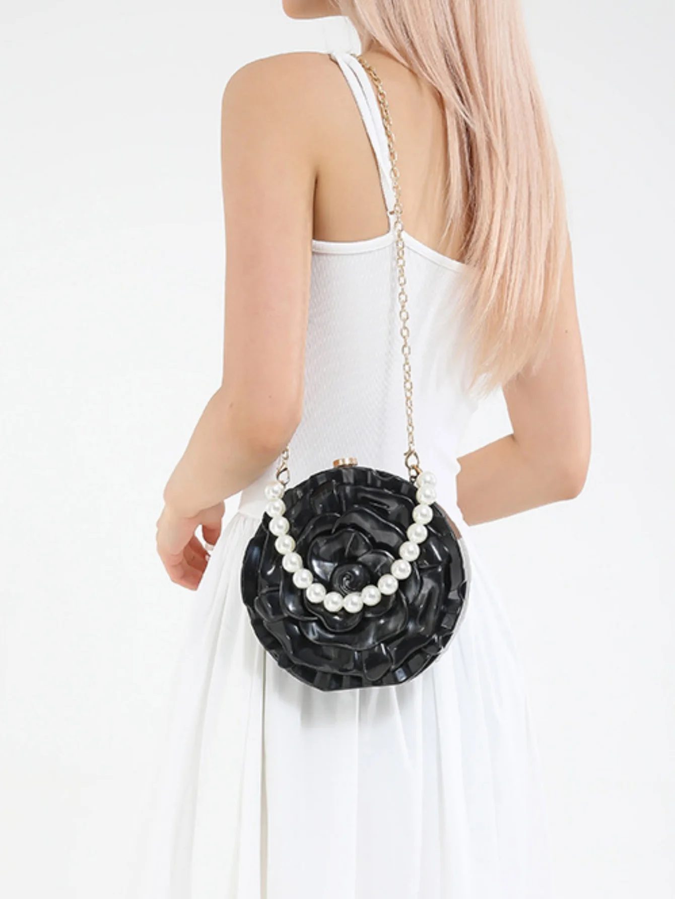 Flower-shaped Round Evening Shoulder Bag - Image 2