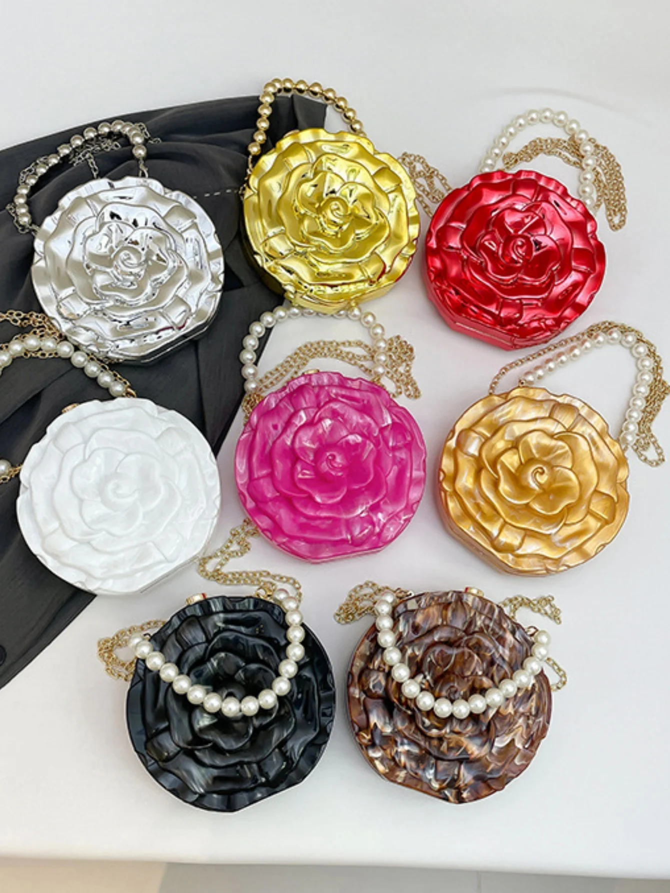 Flower-shaped Round Evening Shoulder Bag - Image 26