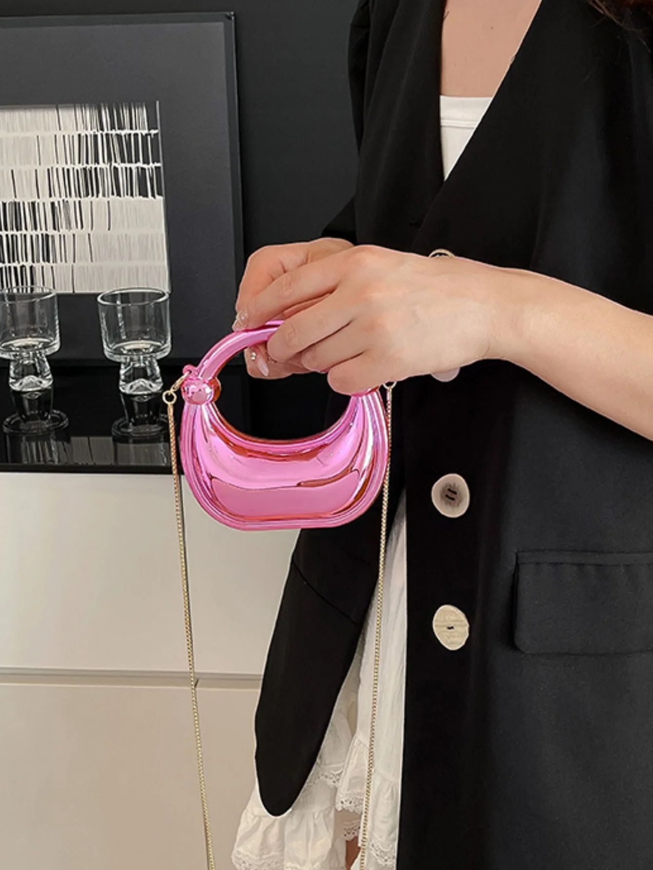 Chain Banquet Wristlet Rope Knot Handbag Acrylic Crossbody Bag - Image 2