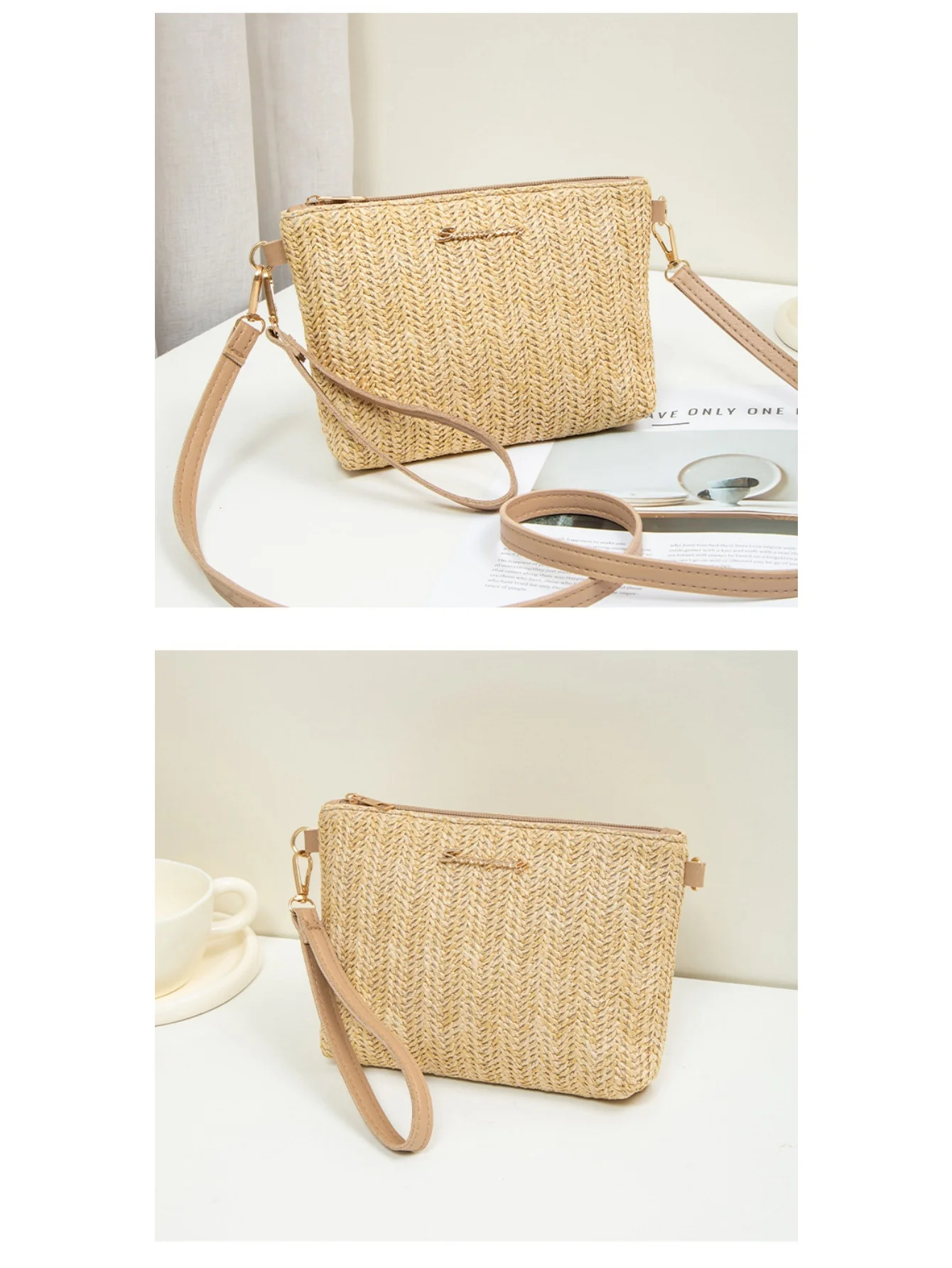 Resort Striped Straw Crossbody Bag - Image 13