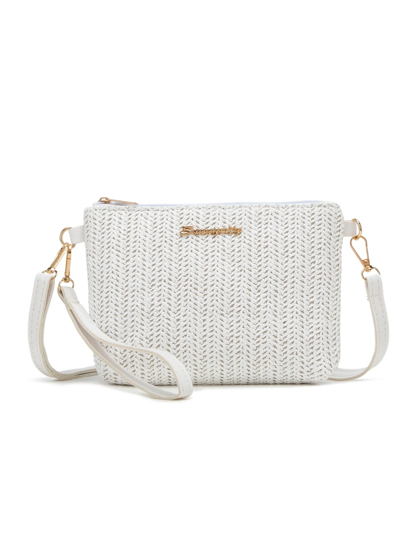 Resort Striped Straw Crossbody Bag - Image 16