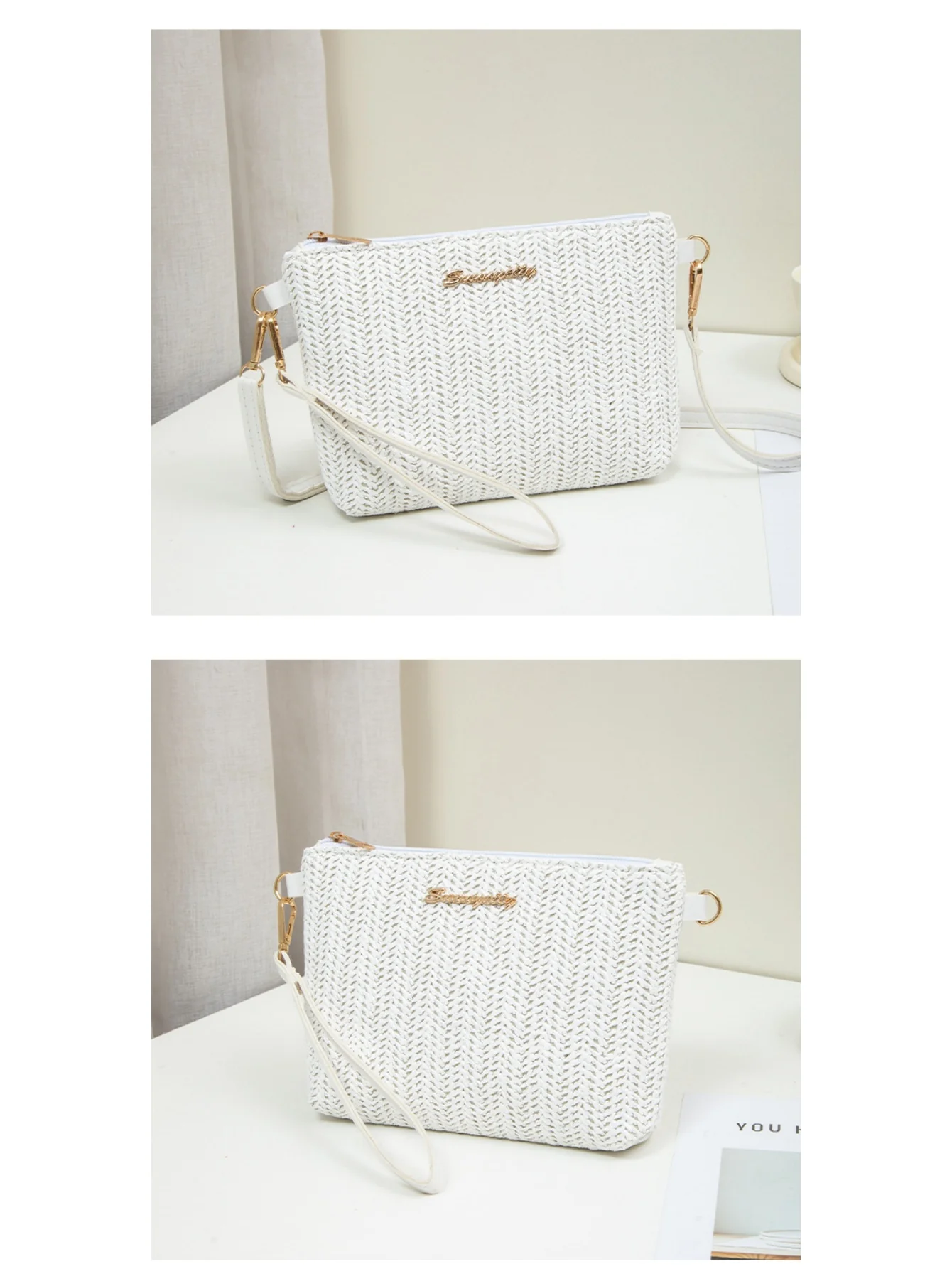 Resort Striped Straw Crossbody Bag - Image 17