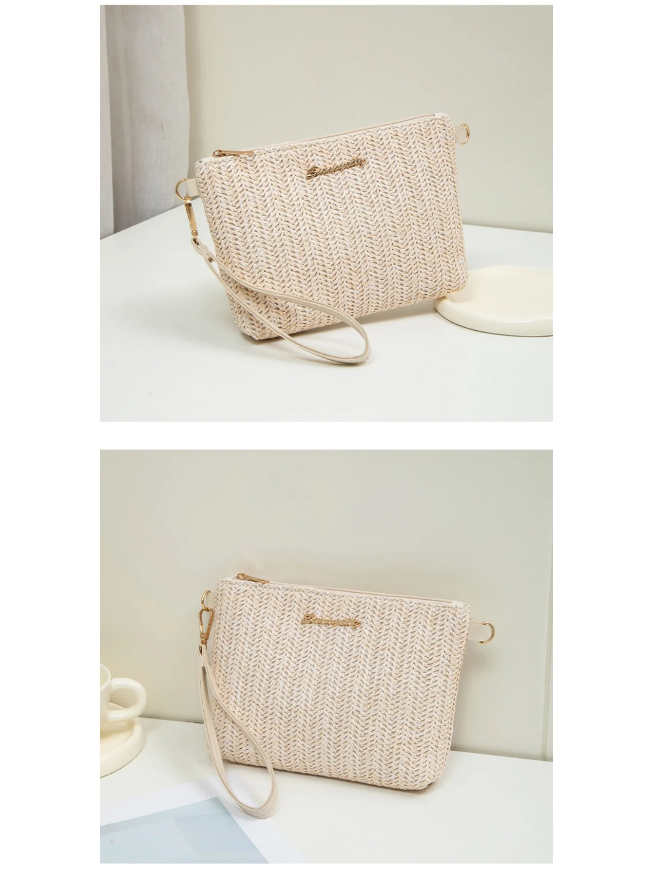 Resort Striped Straw Crossbody Bag - Image 6