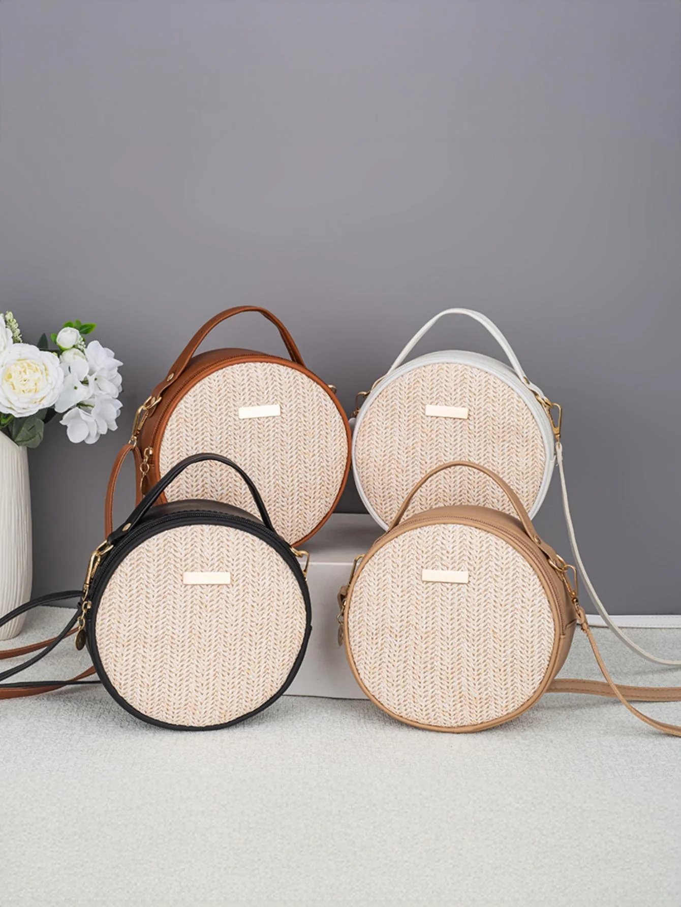 Vacation Straw Round Crossbody Bag