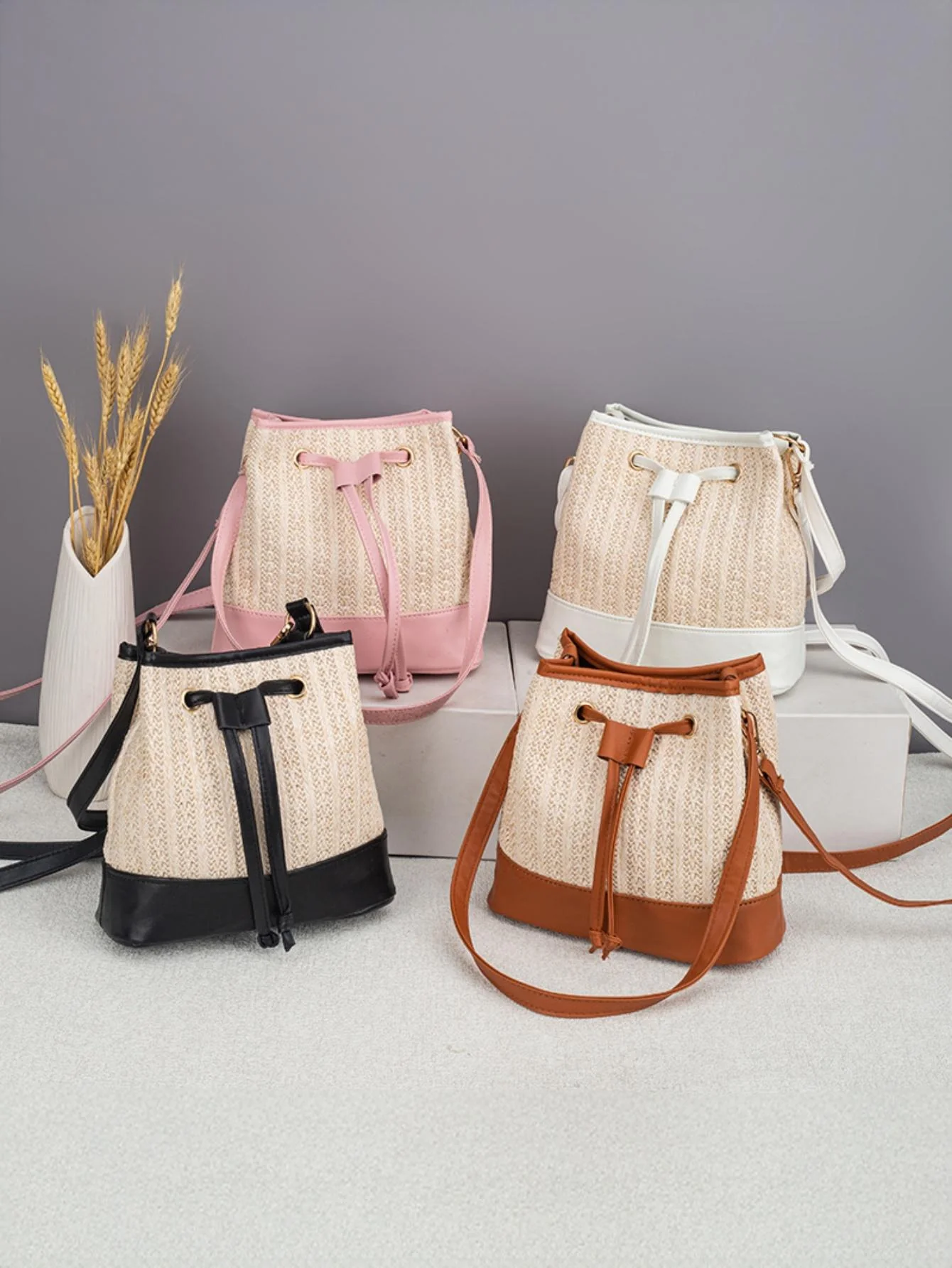 Vacation Straw Patchwork Crossbody Bag