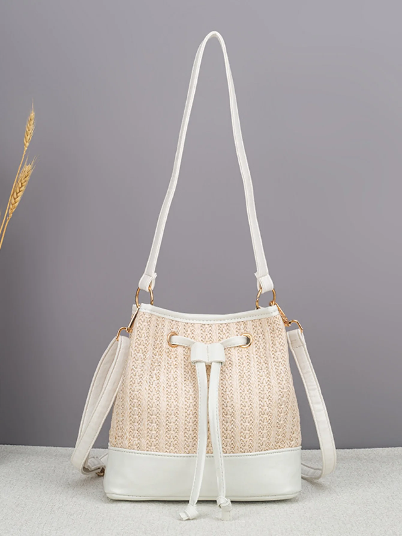Vacation Straw Patchwork Crossbody Bag - Image 7