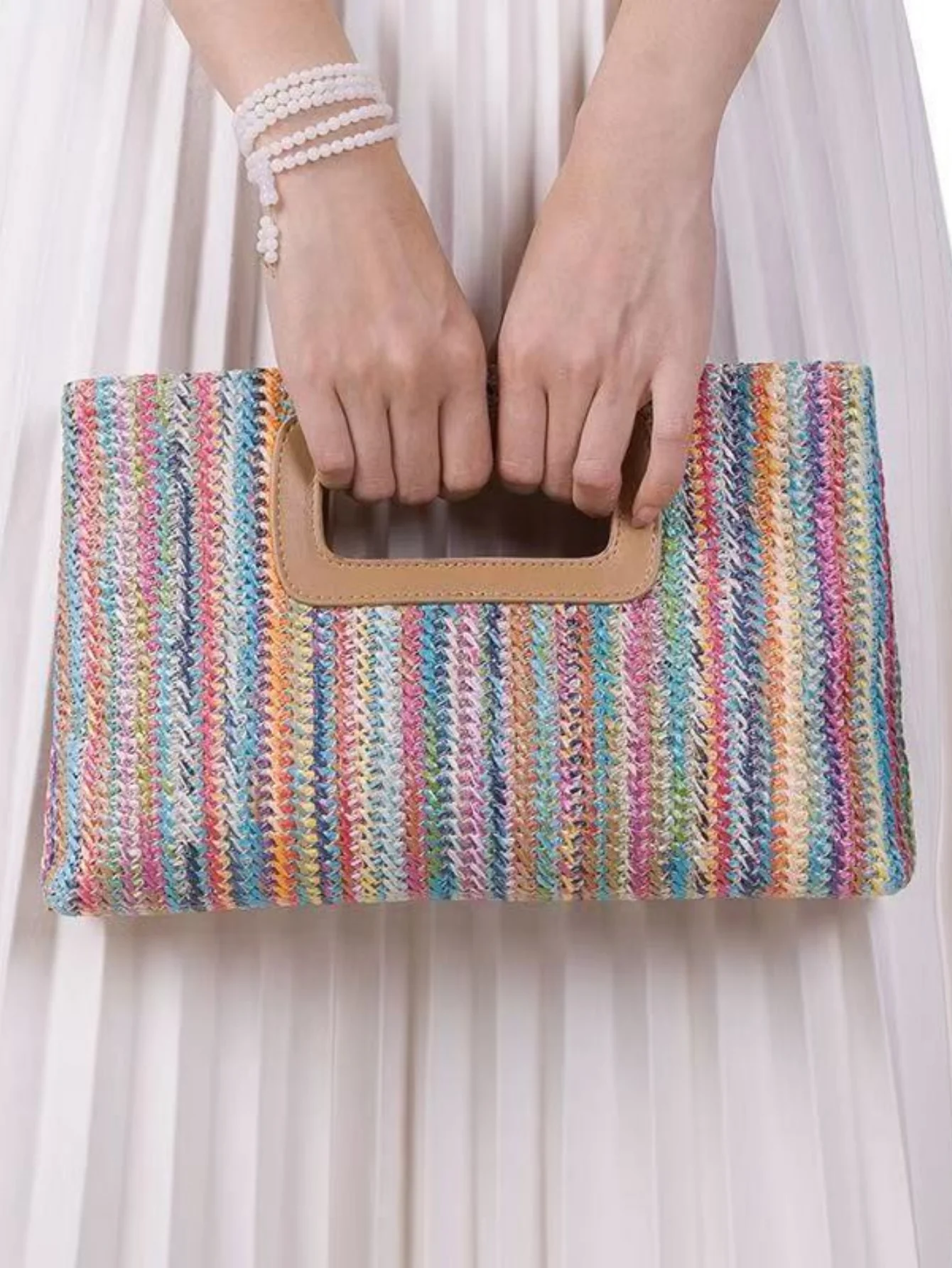 Colorful Straw Tote Bag For Vacation - Image 5