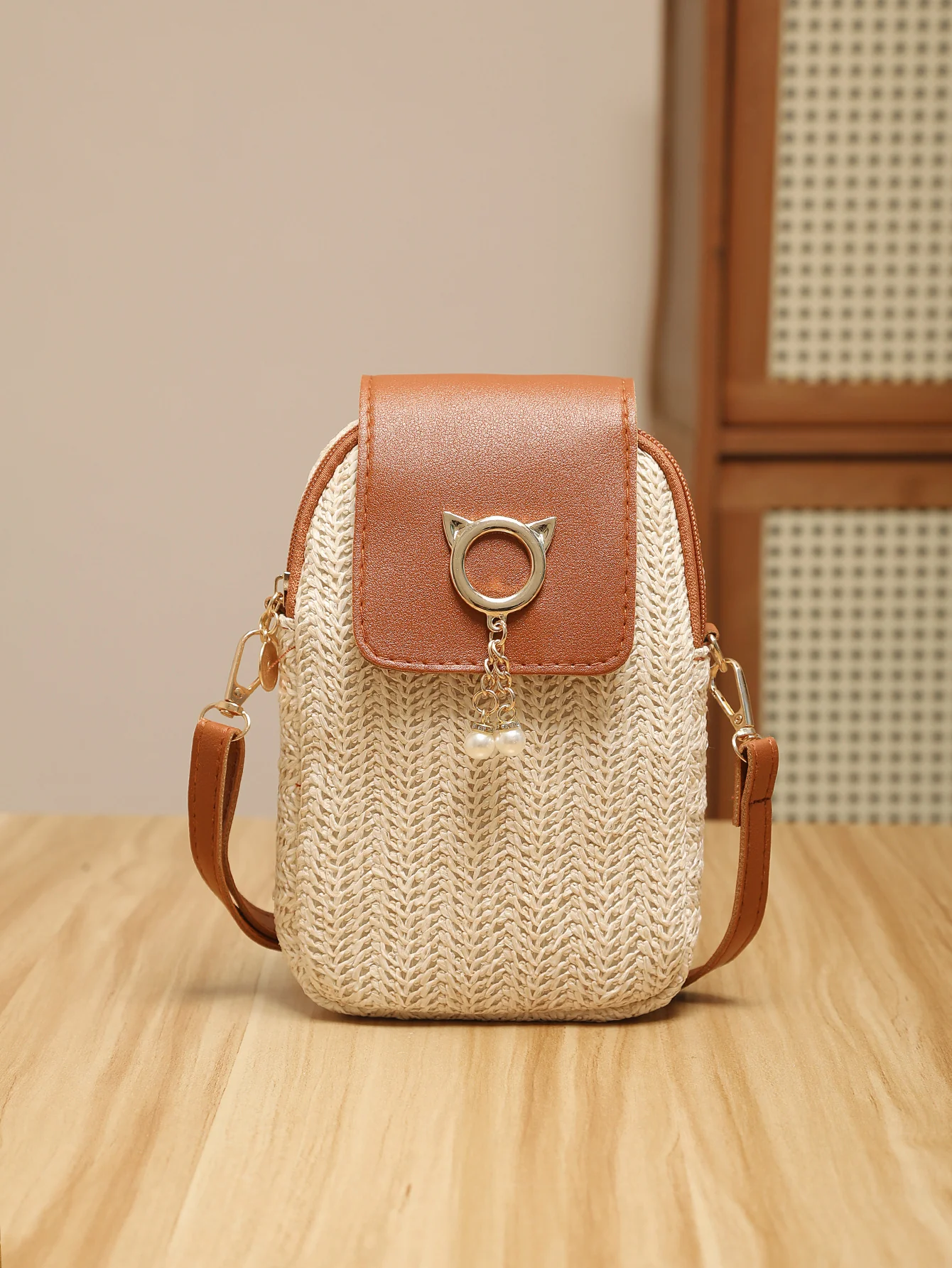 Vacation Straw Patchwork Crossbody Bag