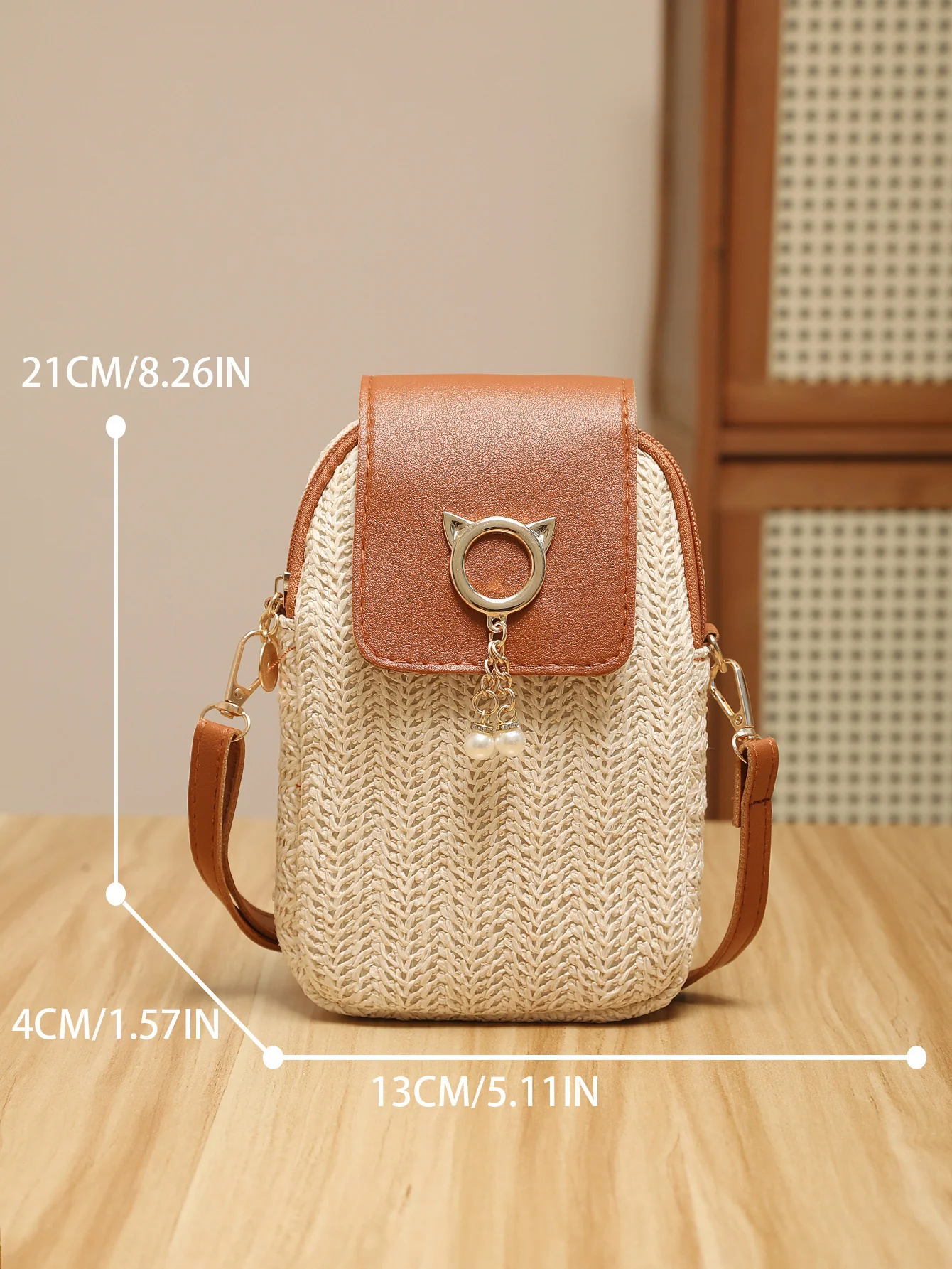 Vacation Straw Patchwork Crossbody Bag - Image 6