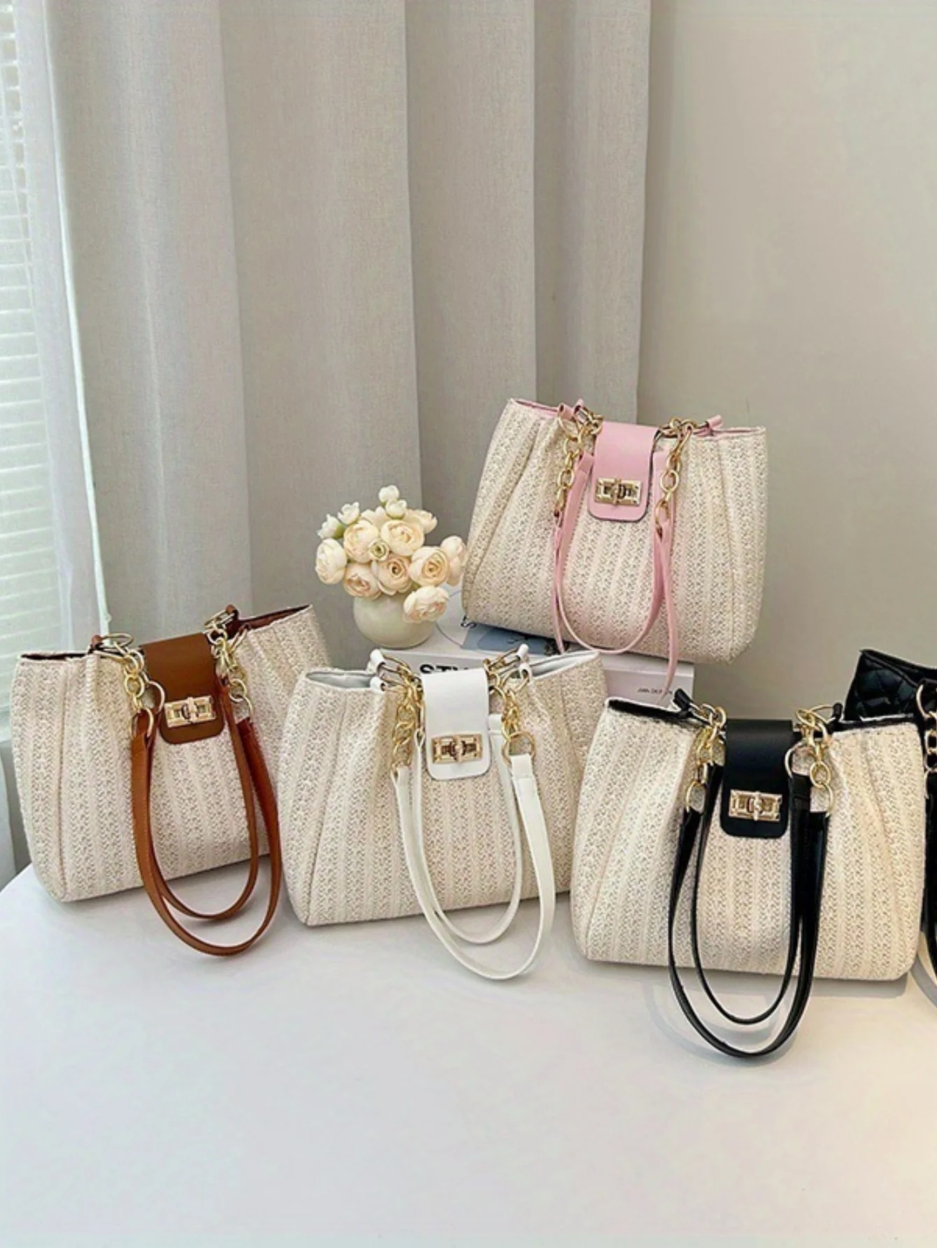 Holiday Straw Tote Bag