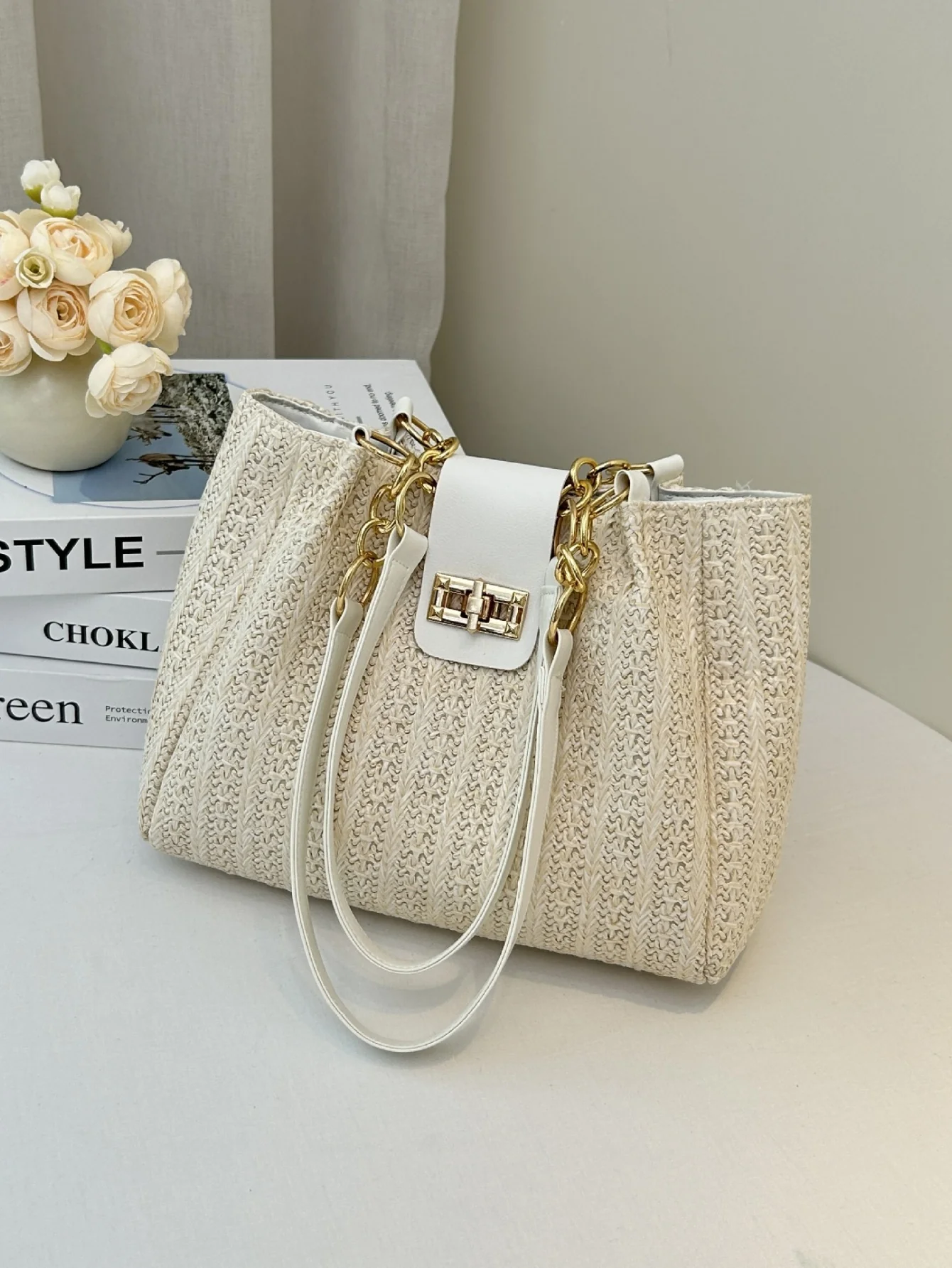 Holiday Straw Tote Bag - Image 7