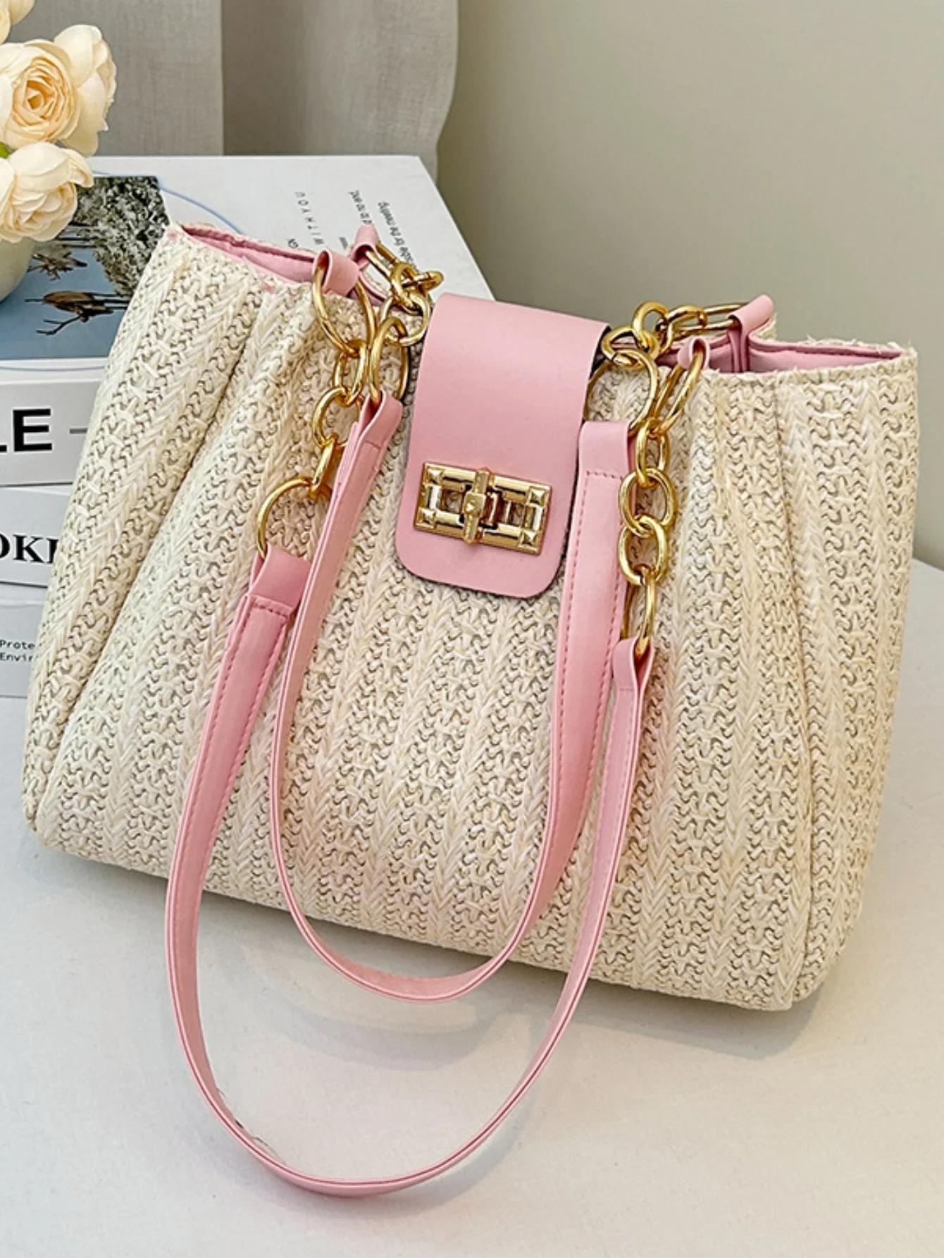 Holiday Straw Tote Bag - Image 8