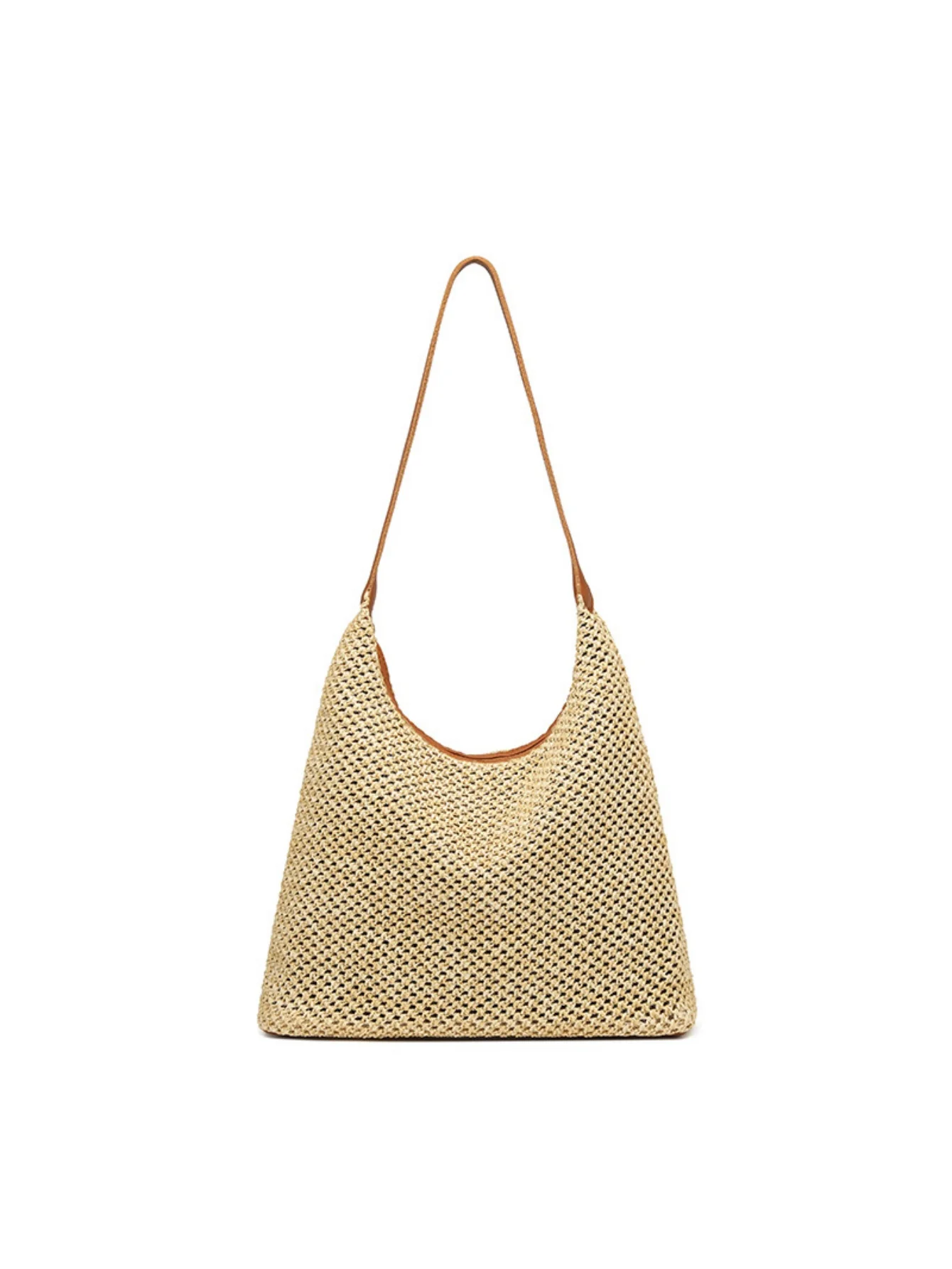 Solid Color Straw Shoulder Bag For Vacation - Image 7
