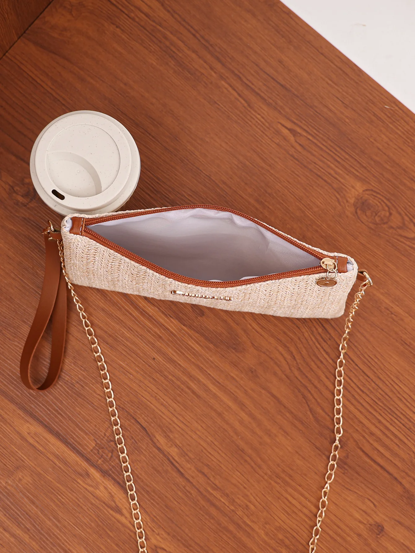 Solid Color Vacation Straw Crossbody Bag - Image 12