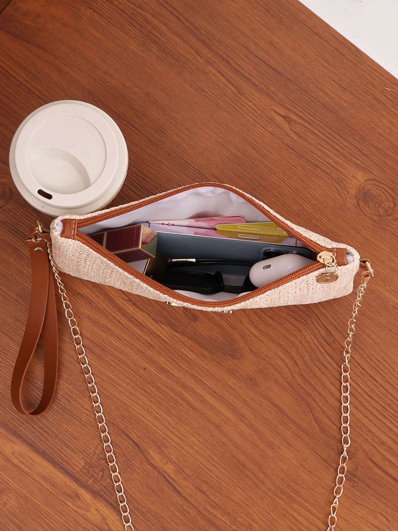 Solid Color Vacation Straw Crossbody Bag - Image 13