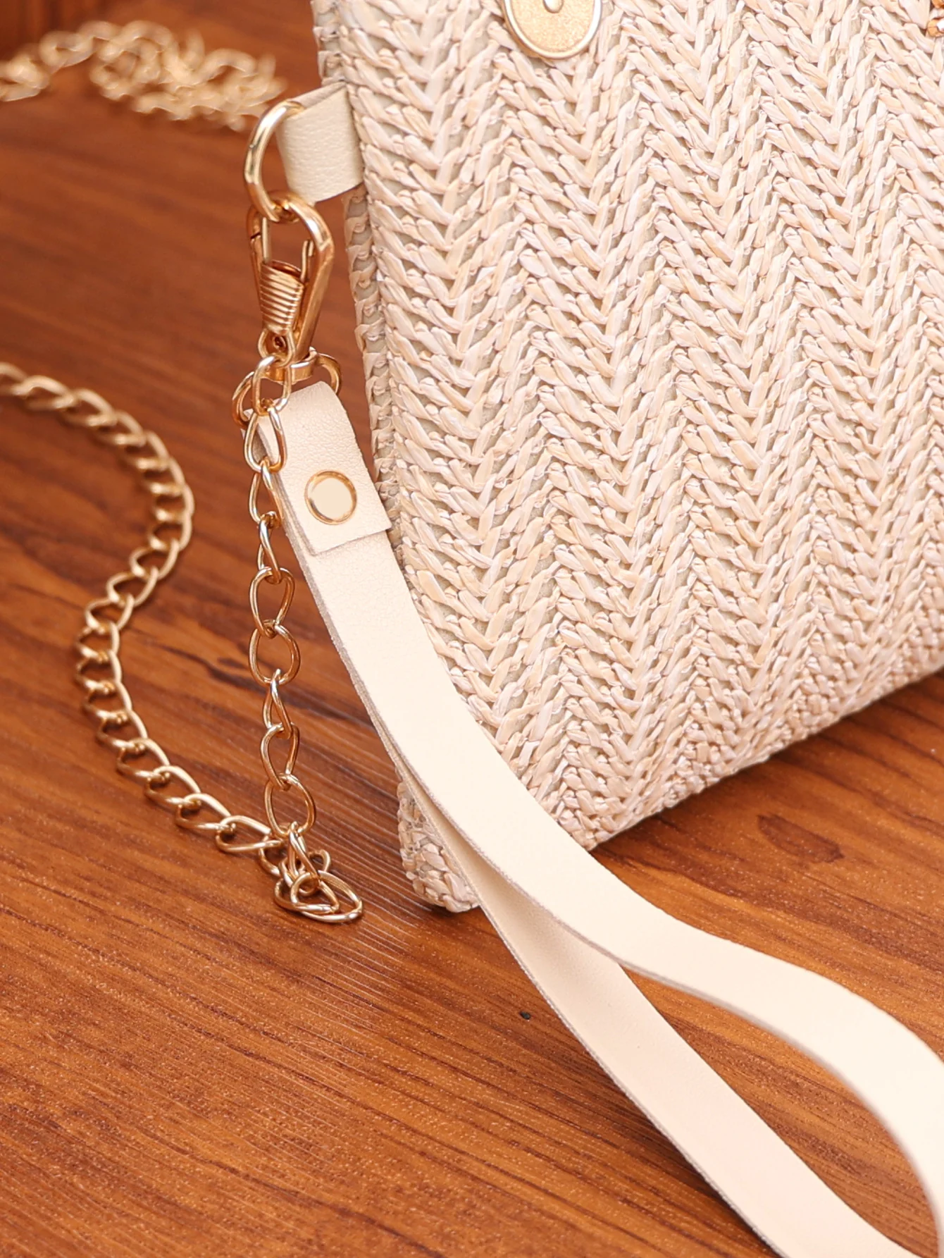 Solid Color Vacation Straw Crossbody Bag - Image 2