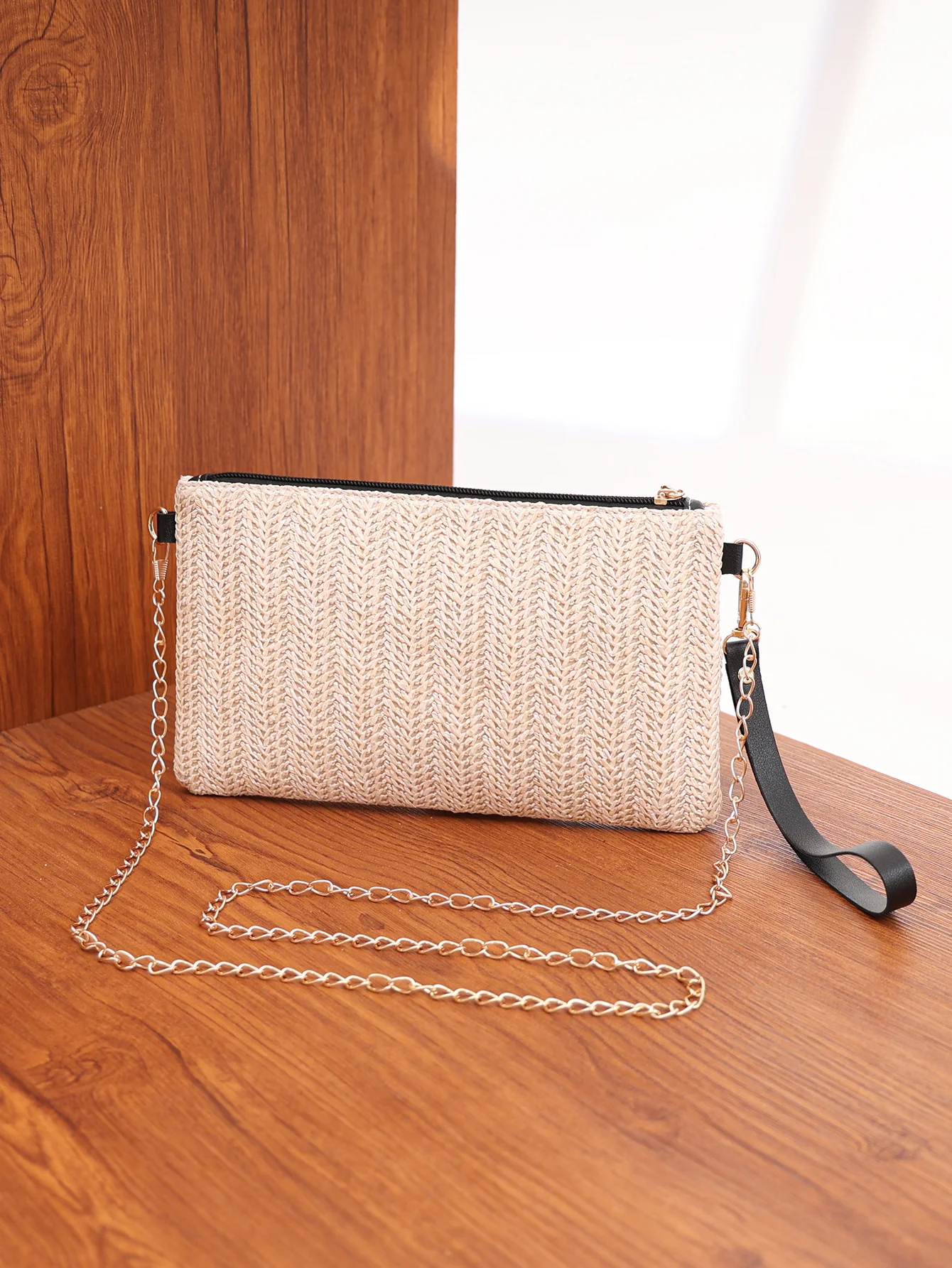Solid Color Vacation Straw Crossbody Bag - Image 8