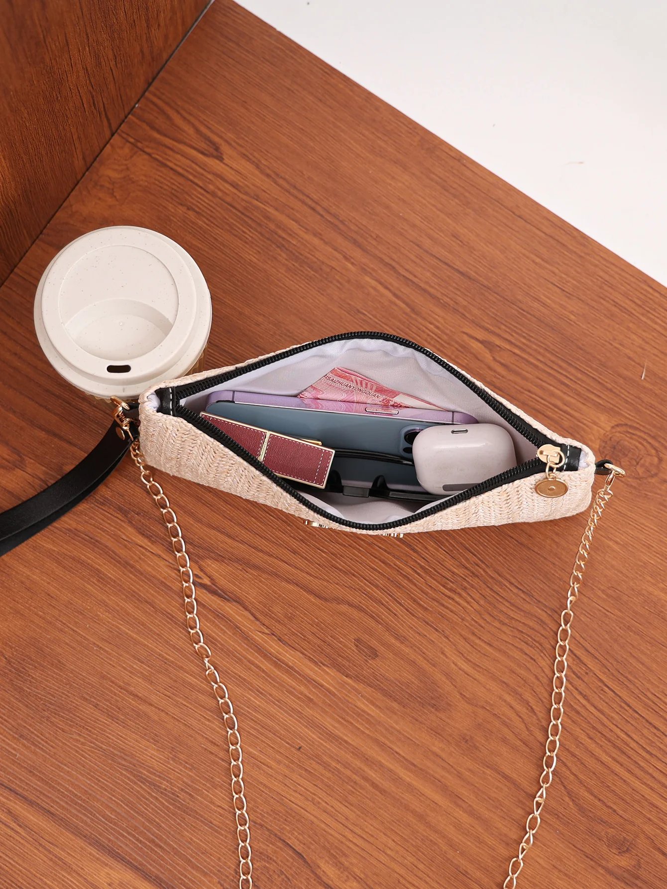Solid Color Vacation Straw Crossbody Bag - Image 9