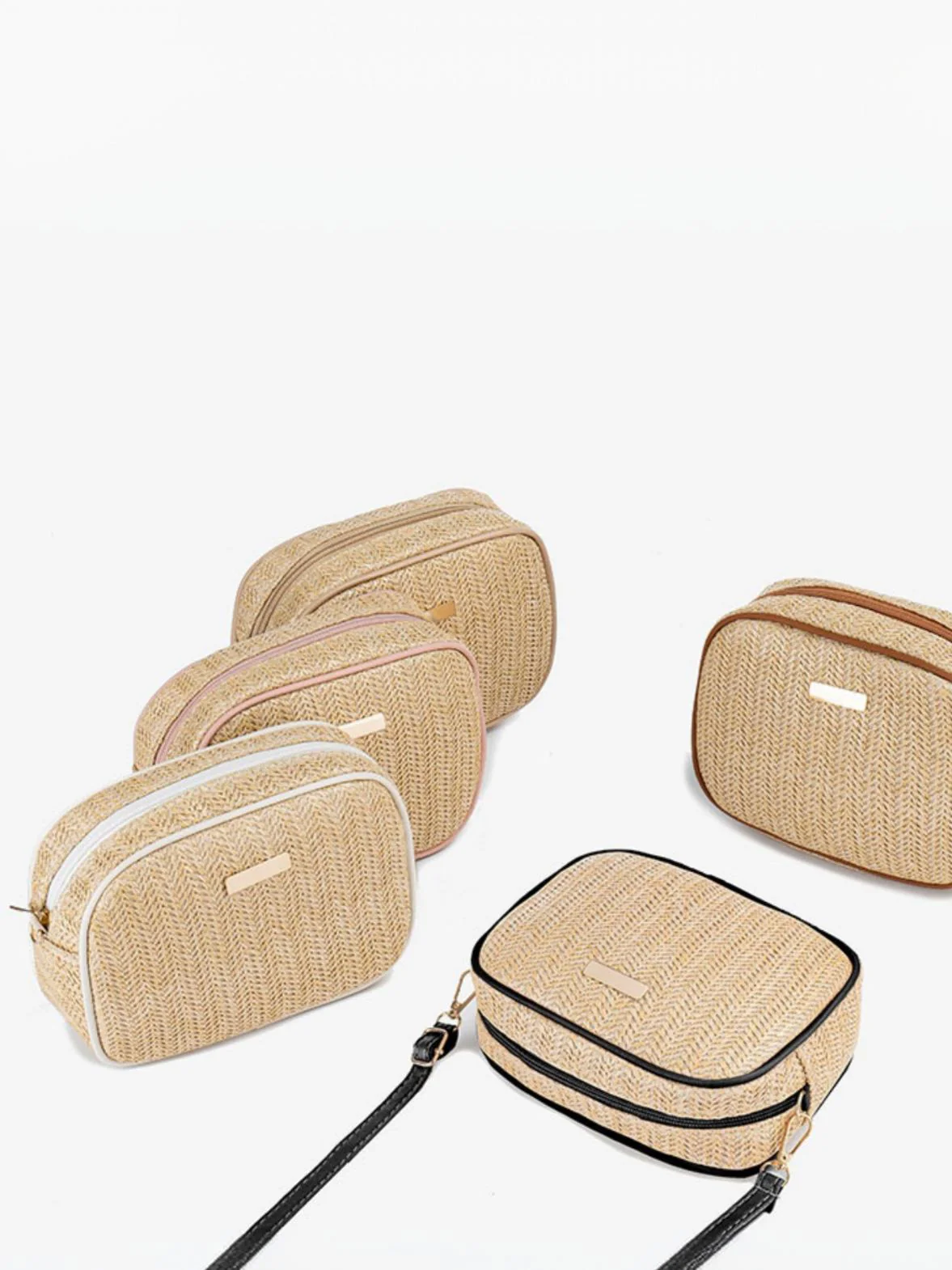 Holiday Straw Woven Oval Crossbody Bag