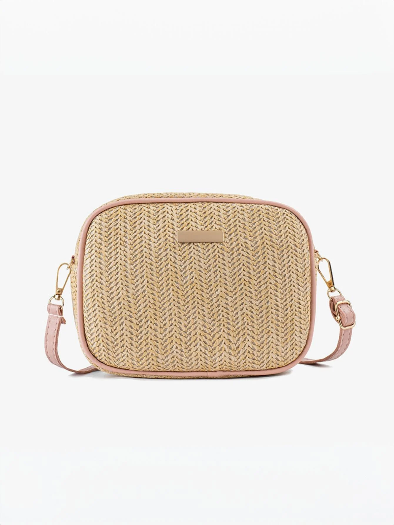 Holiday Straw Woven Oval Crossbody Bag - Image 6