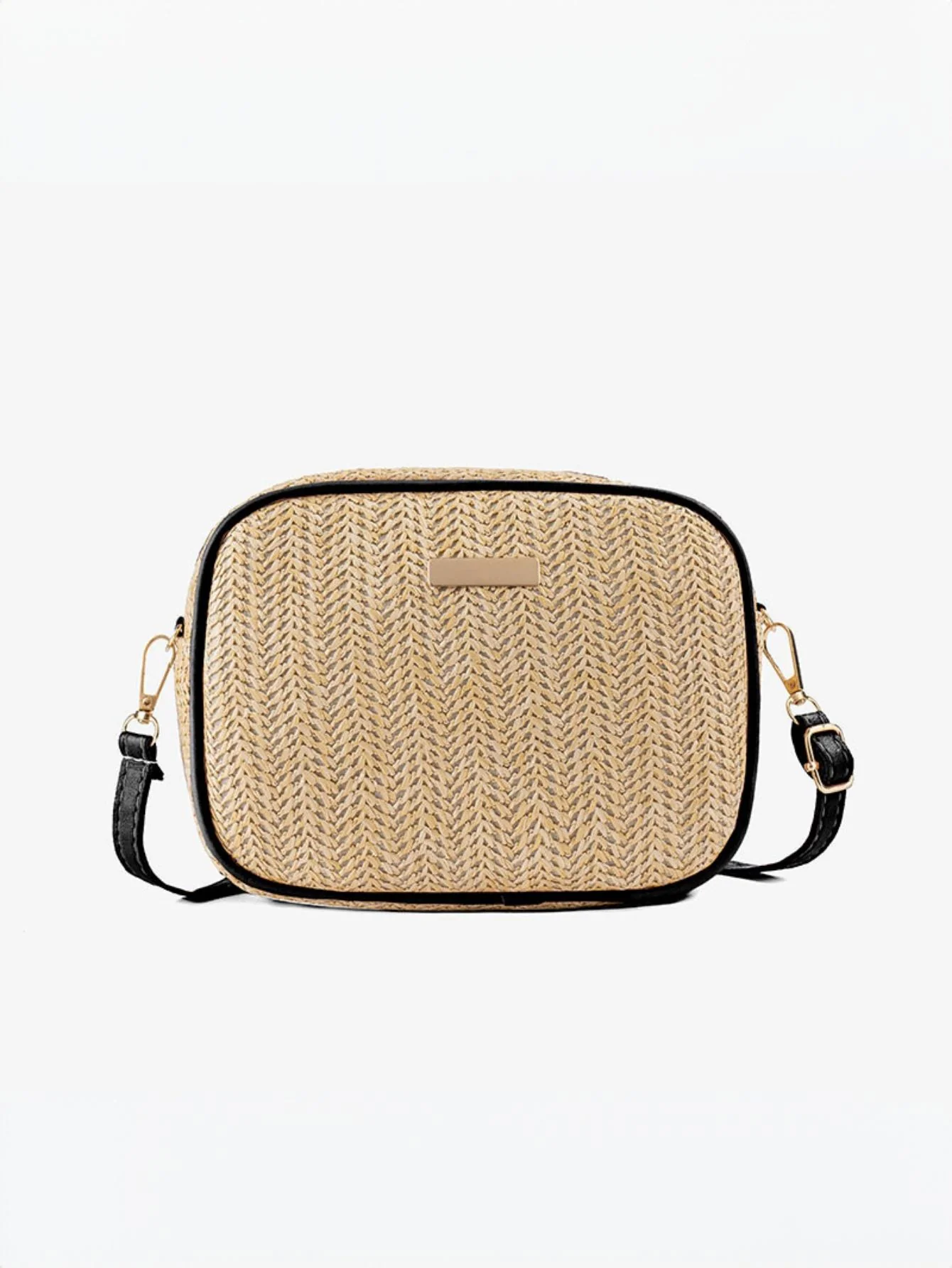 Holiday Straw Woven Oval Crossbody Bag - Image 7