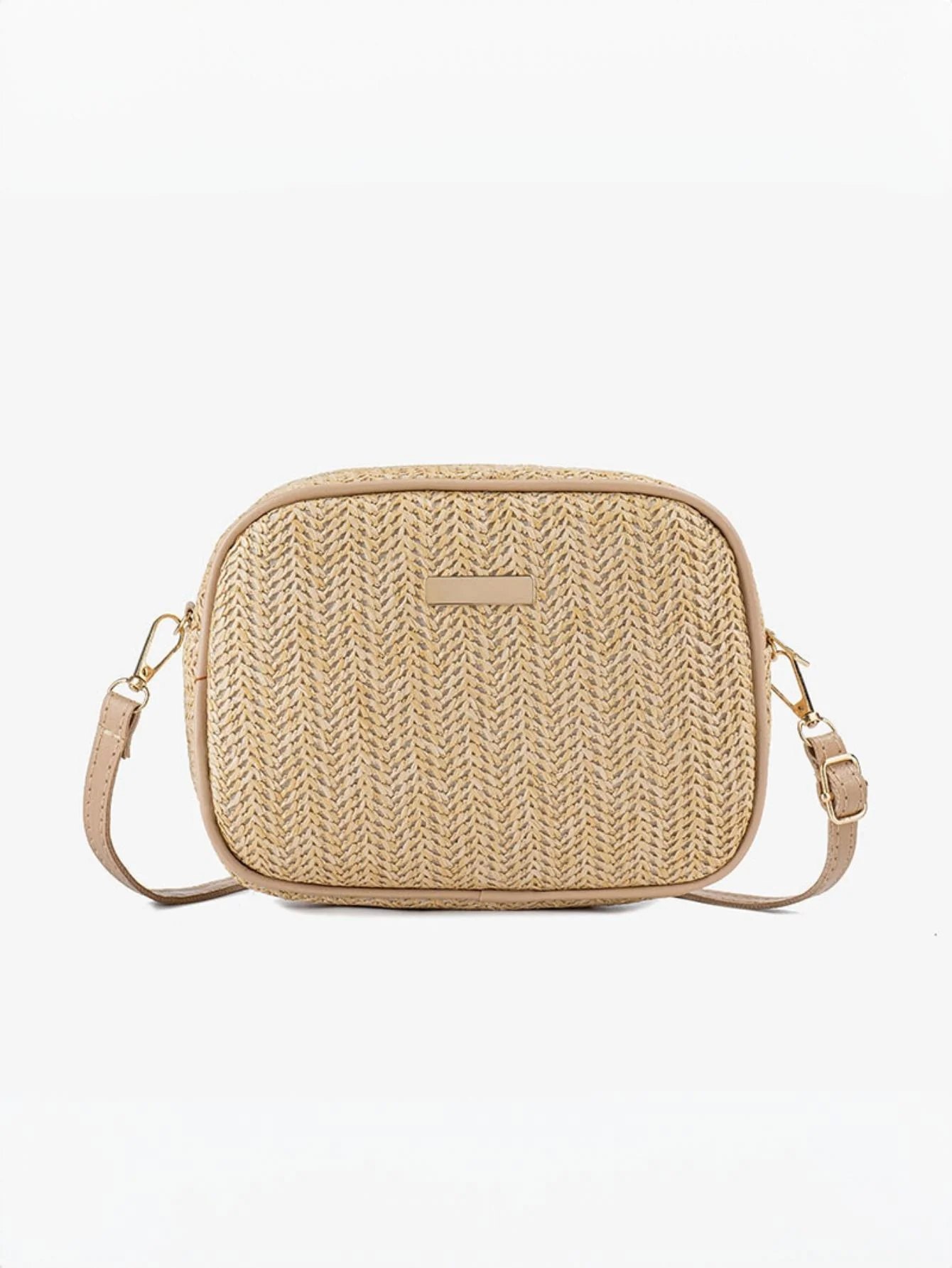 Holiday Straw Woven Oval Crossbody Bag - Image 8