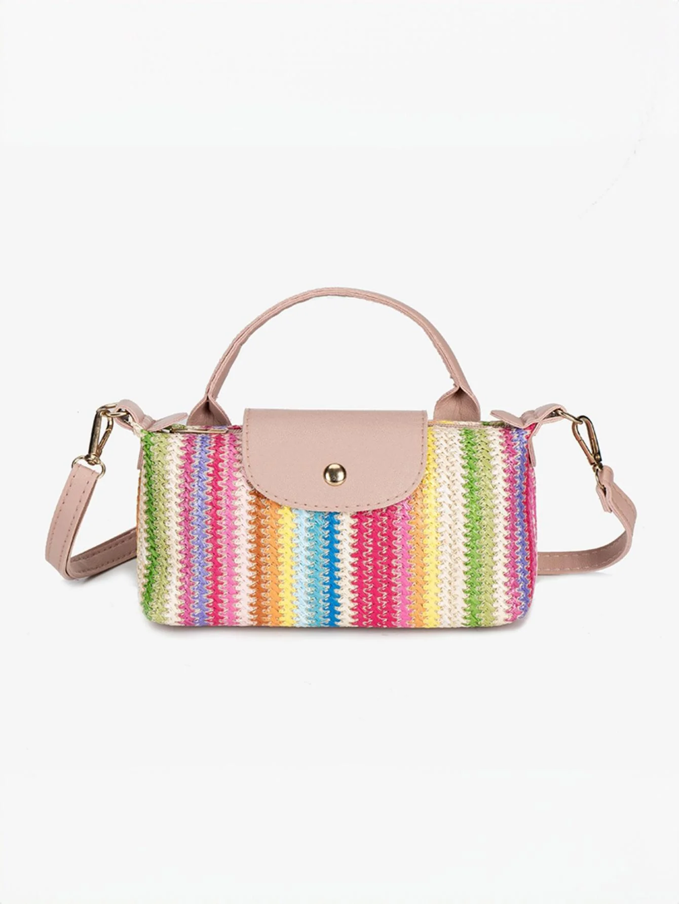 Vacation Patchwork Straw Crossbody Bag - Image 14