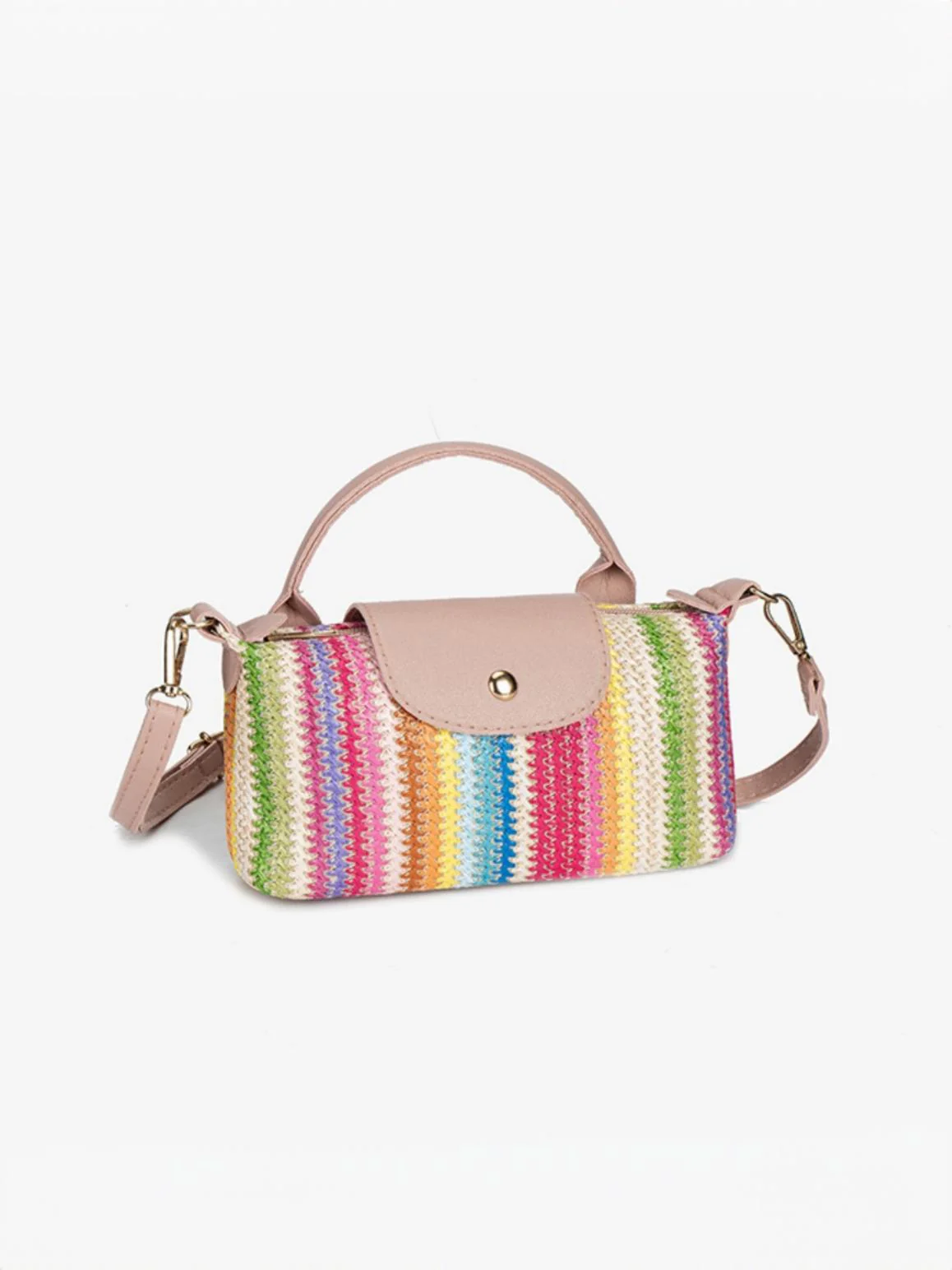 Vacation Patchwork Straw Crossbody Bag - Image 15