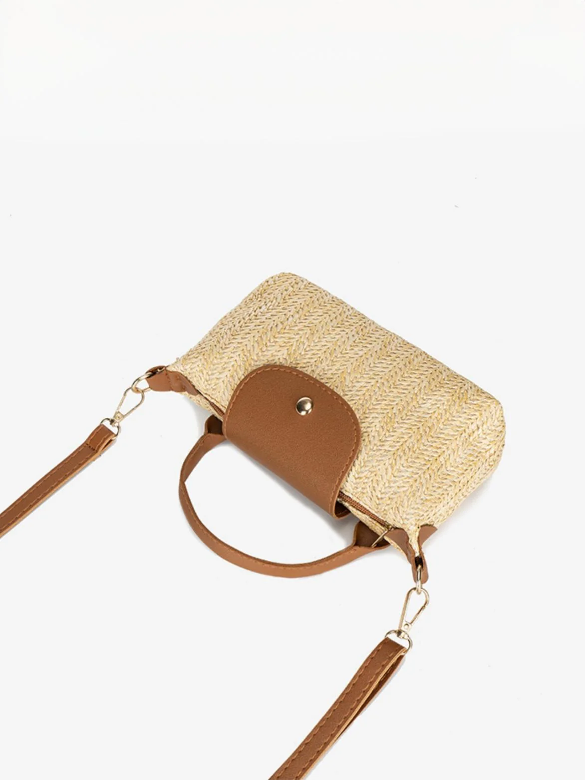 Vacation Patchwork Straw Crossbody Bag - Image 5