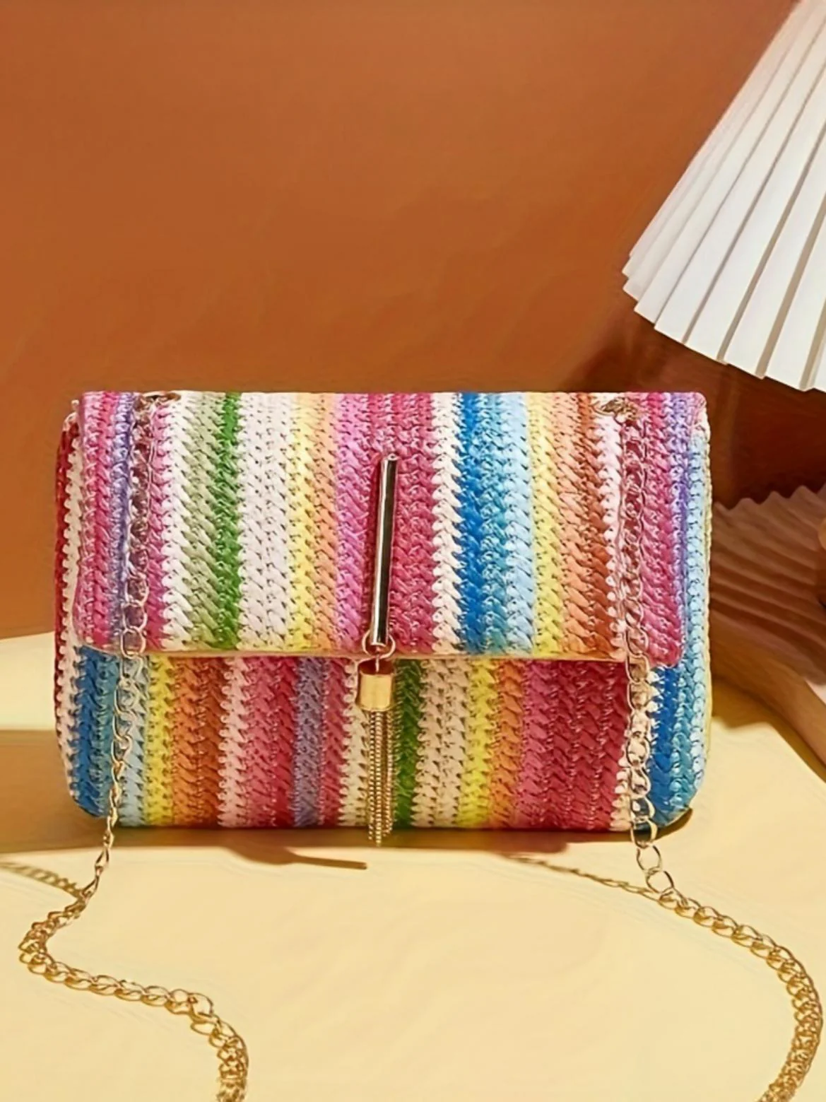 Colorful Straw Crossbody Bag For Vacation - Image 2