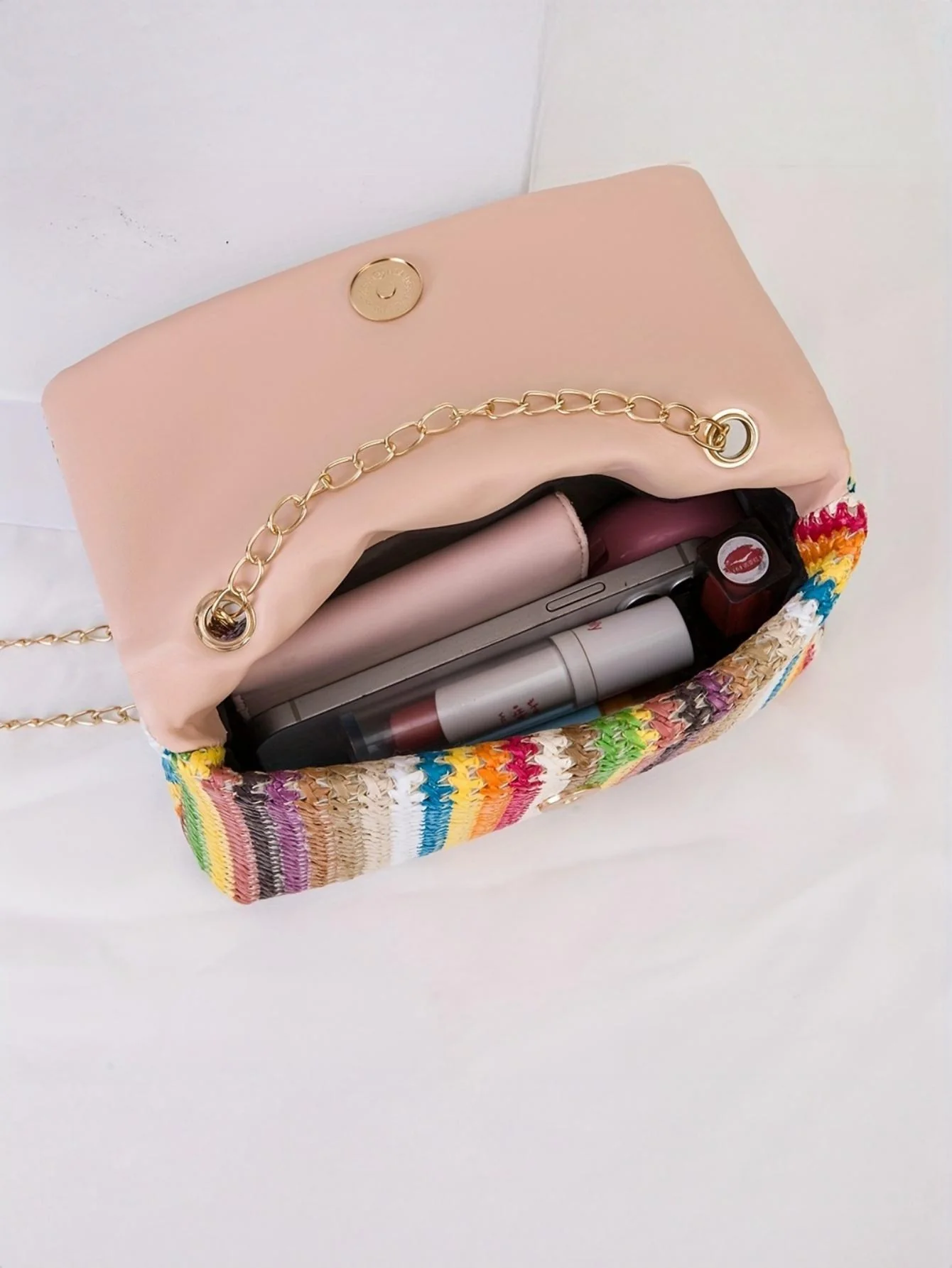 Colorful Straw Crossbody Bag For Vacation - Image 3