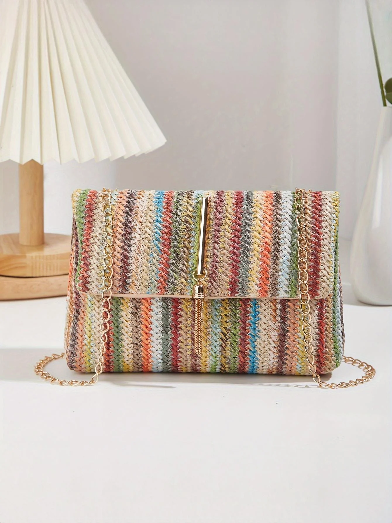 Colorful Straw Crossbody Bag For Vacation - Image 5
