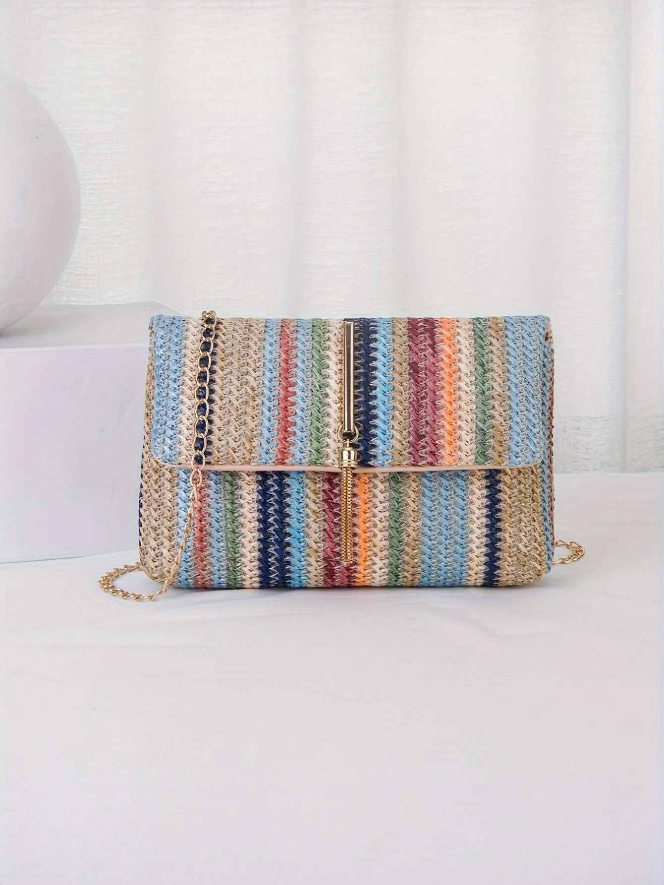 Colorful Straw Crossbody Bag For Vacation - Image 6