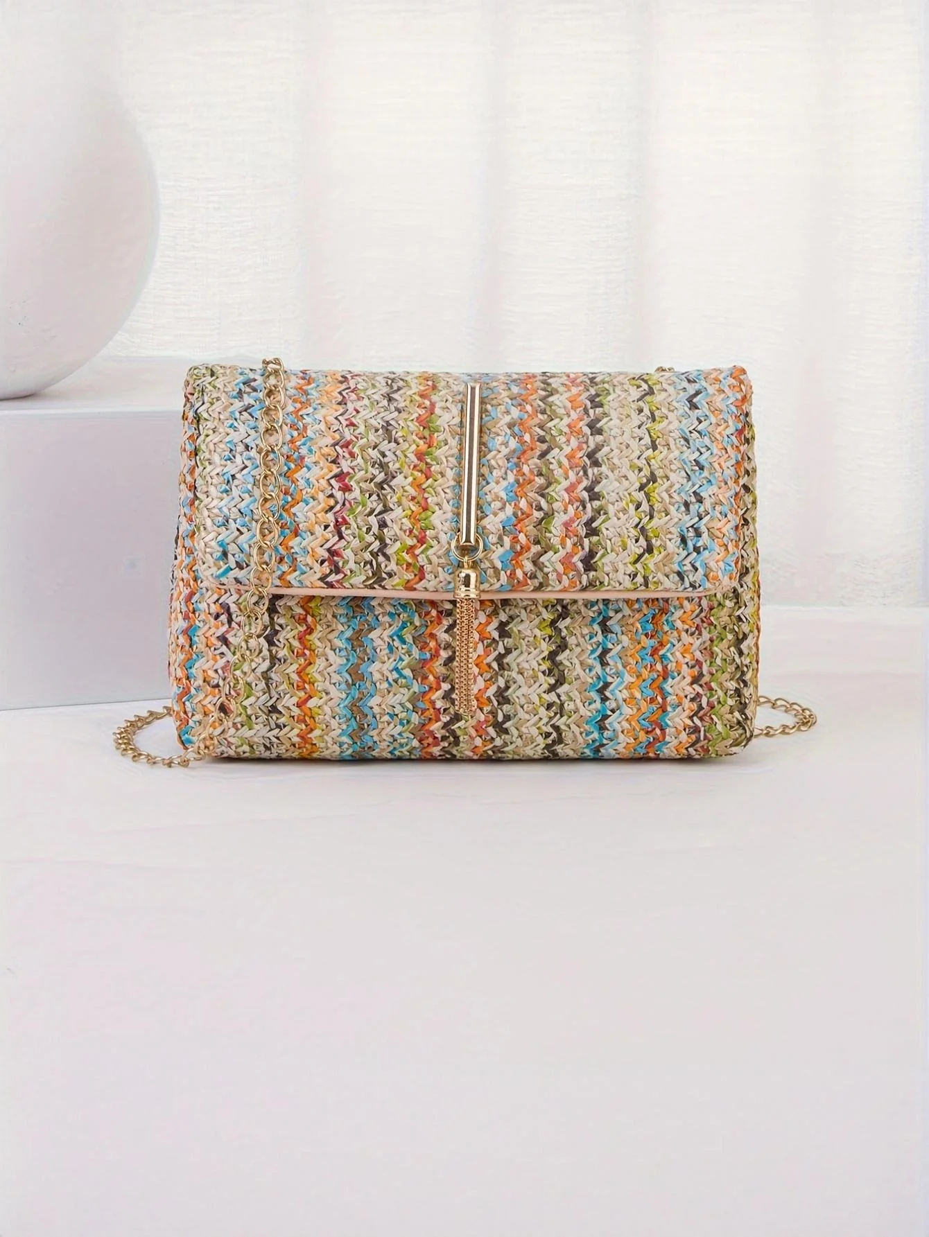 Colorful Straw Crossbody Bag For Vacation - Image 7