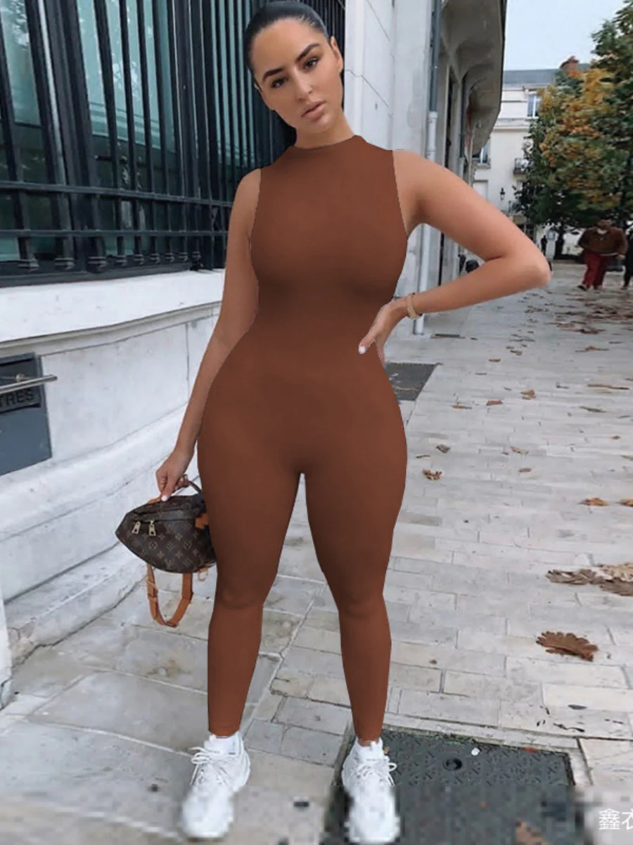 Slim-fit Round Neck Sleeveless Jumpsuit - Image 8
